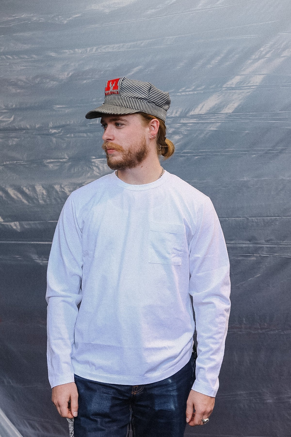 Dehen 1920 Heavy Duty Long Sleeve Single Pocket Tee- White