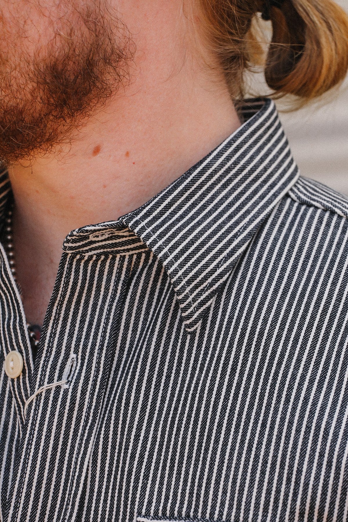 SC27853 Sugar Cane Long Sleeve Work Shirt- Black Hickory Stripe