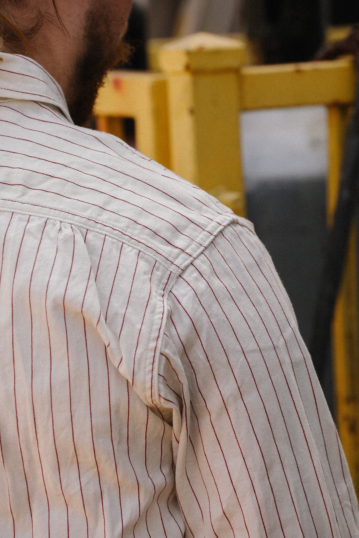 SC28652 Sugar Cane Coke Stripe Long Sleeve Work Shirt- White
