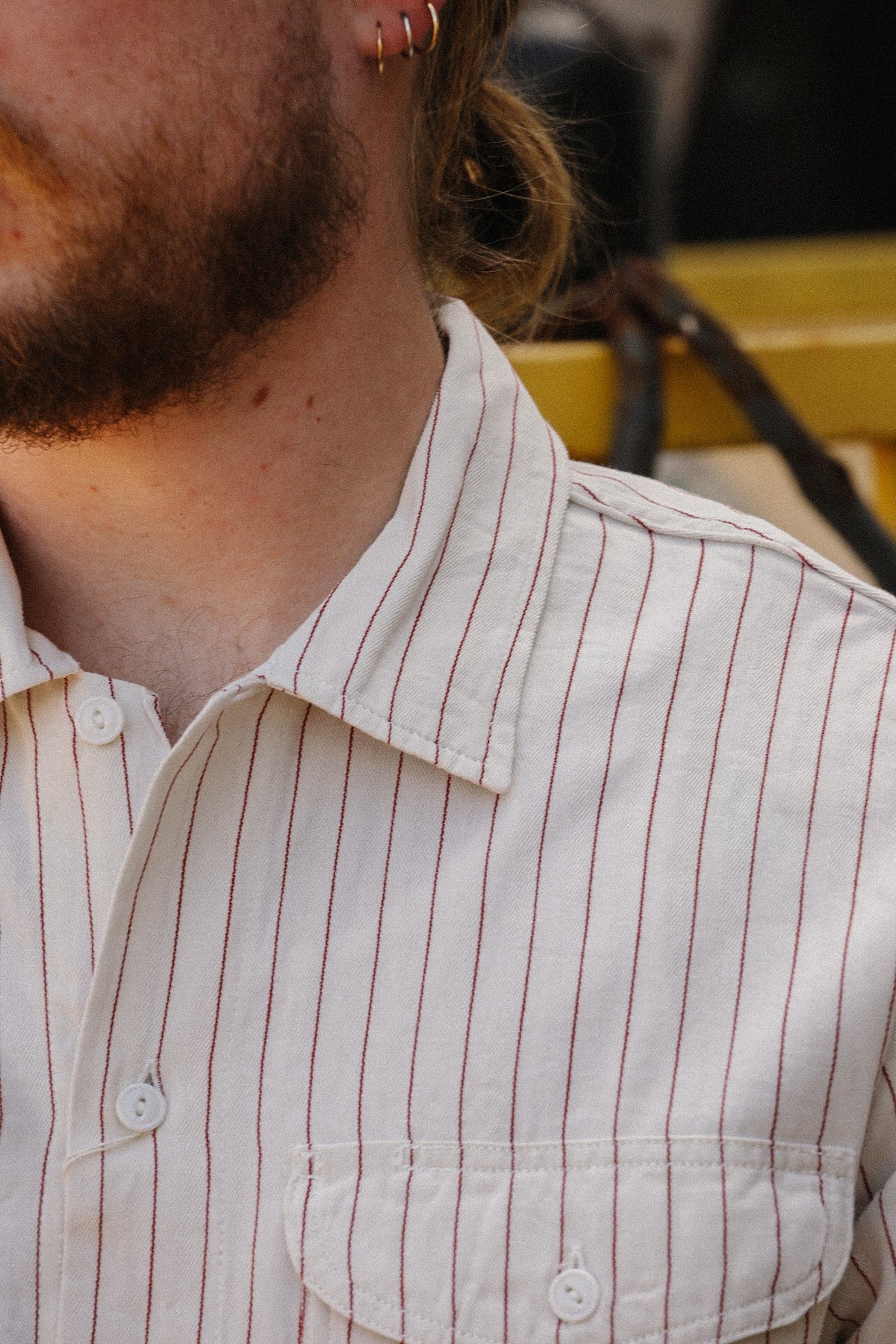 SC28652 Sugar Cane Coke Stripe Long Sleeve Work Shirt- White