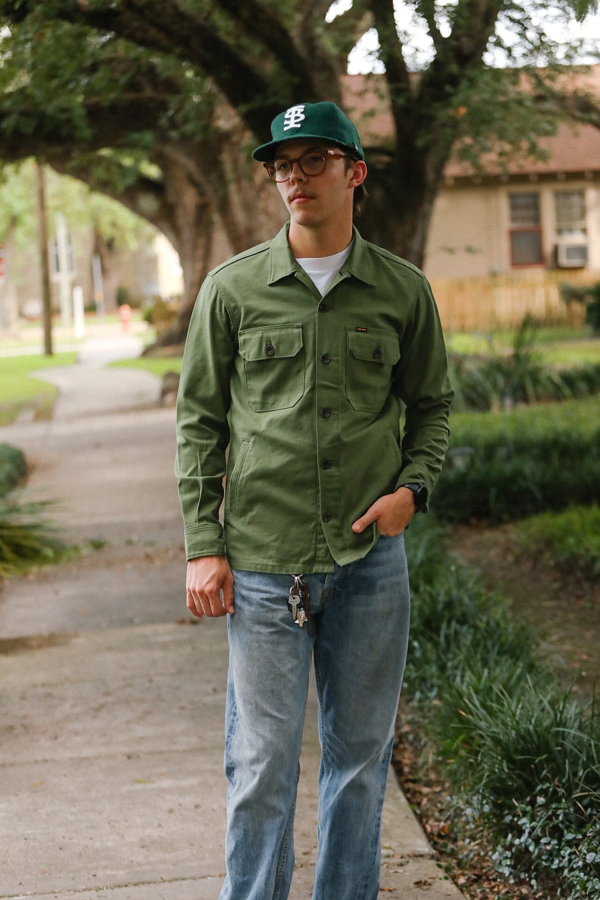 IHSH-451-ODG Iron Heart 9oz Cotton Sateen Military CPO Shirt - Olive Drab Green