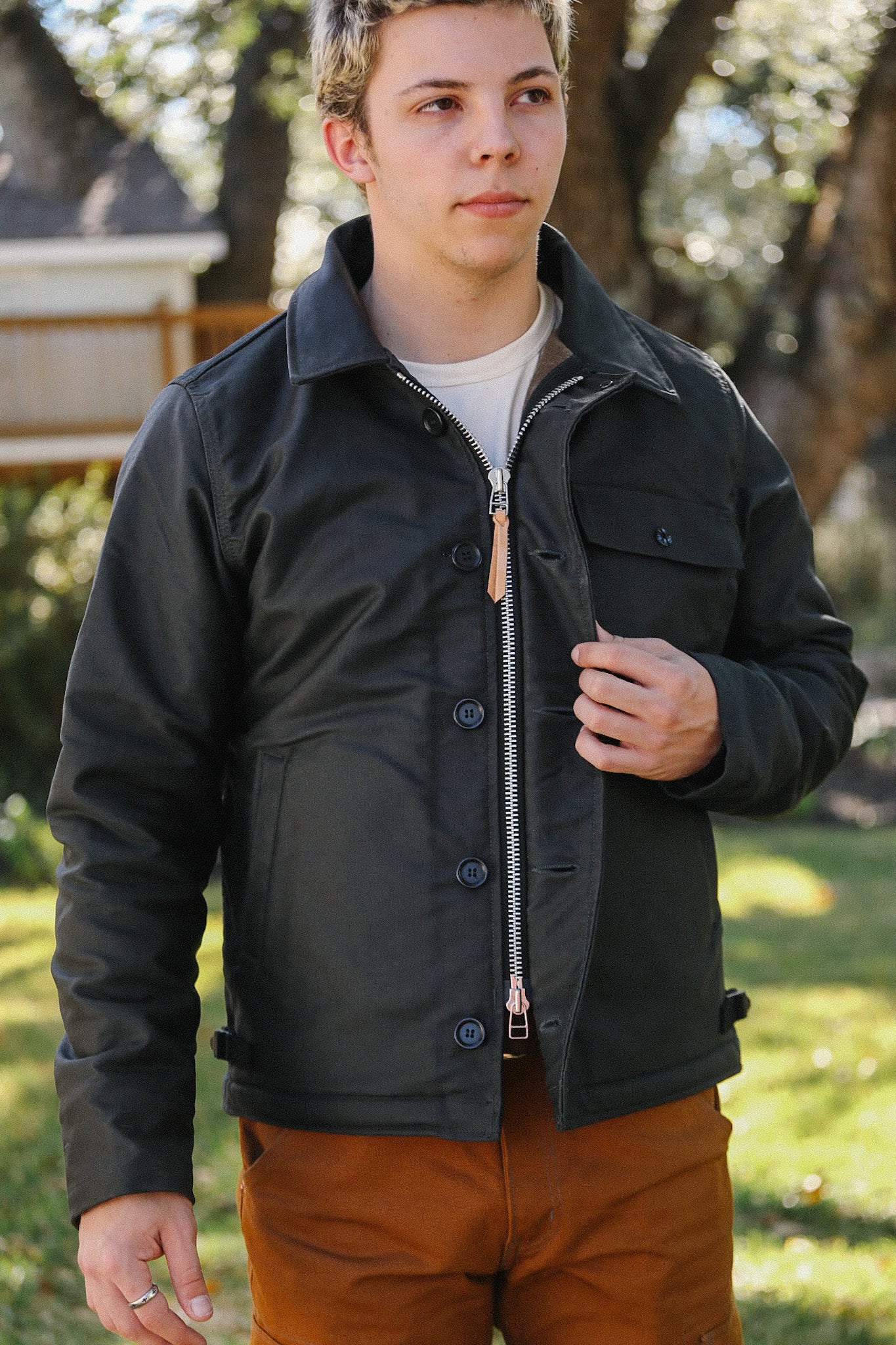 Oiled Whipcord A2 Deck Jacket - Black IHM-45-BLK
