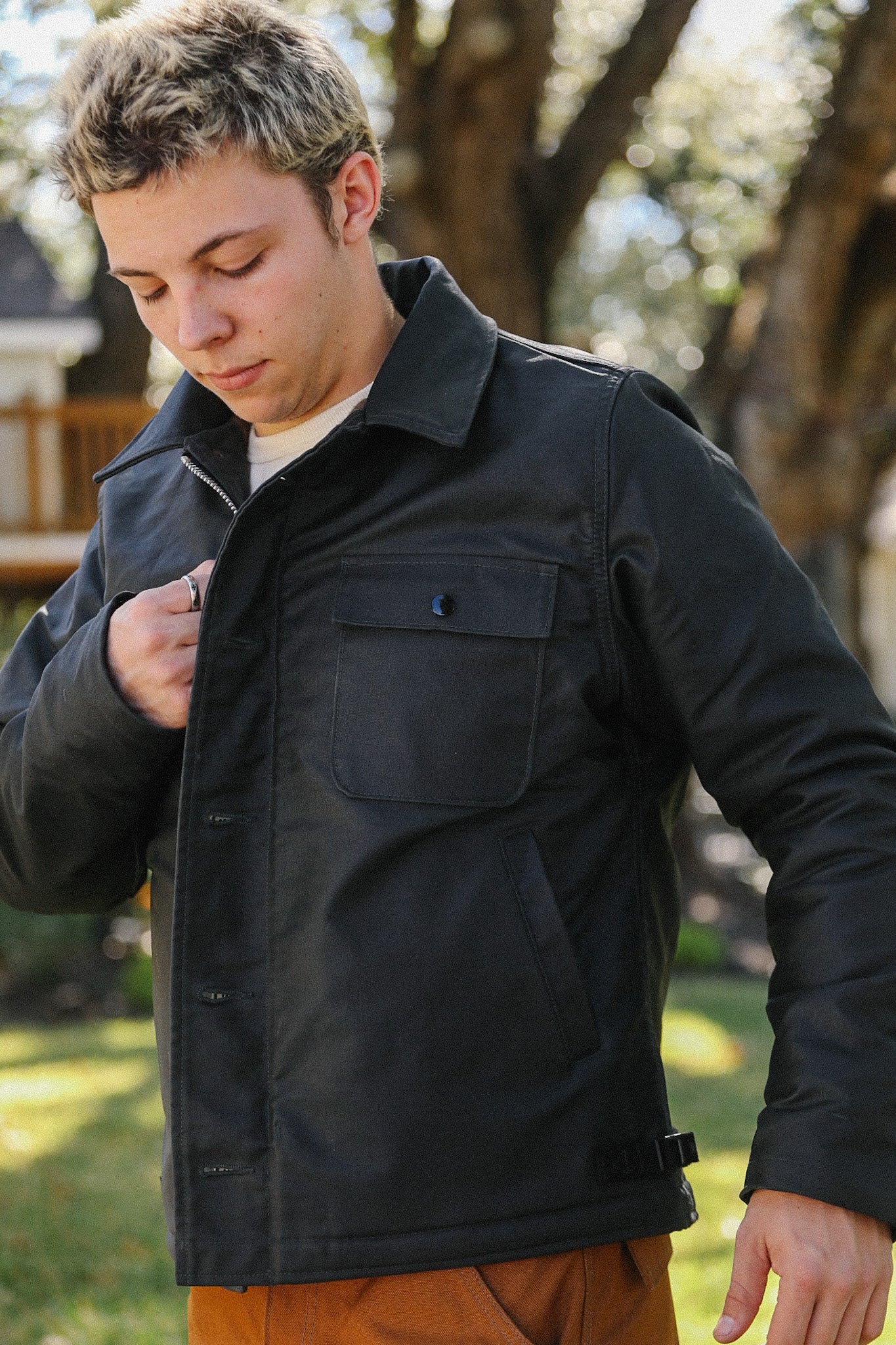 Oiled Whipcord A2 Deck Jacket - Black IHM-45-BLK