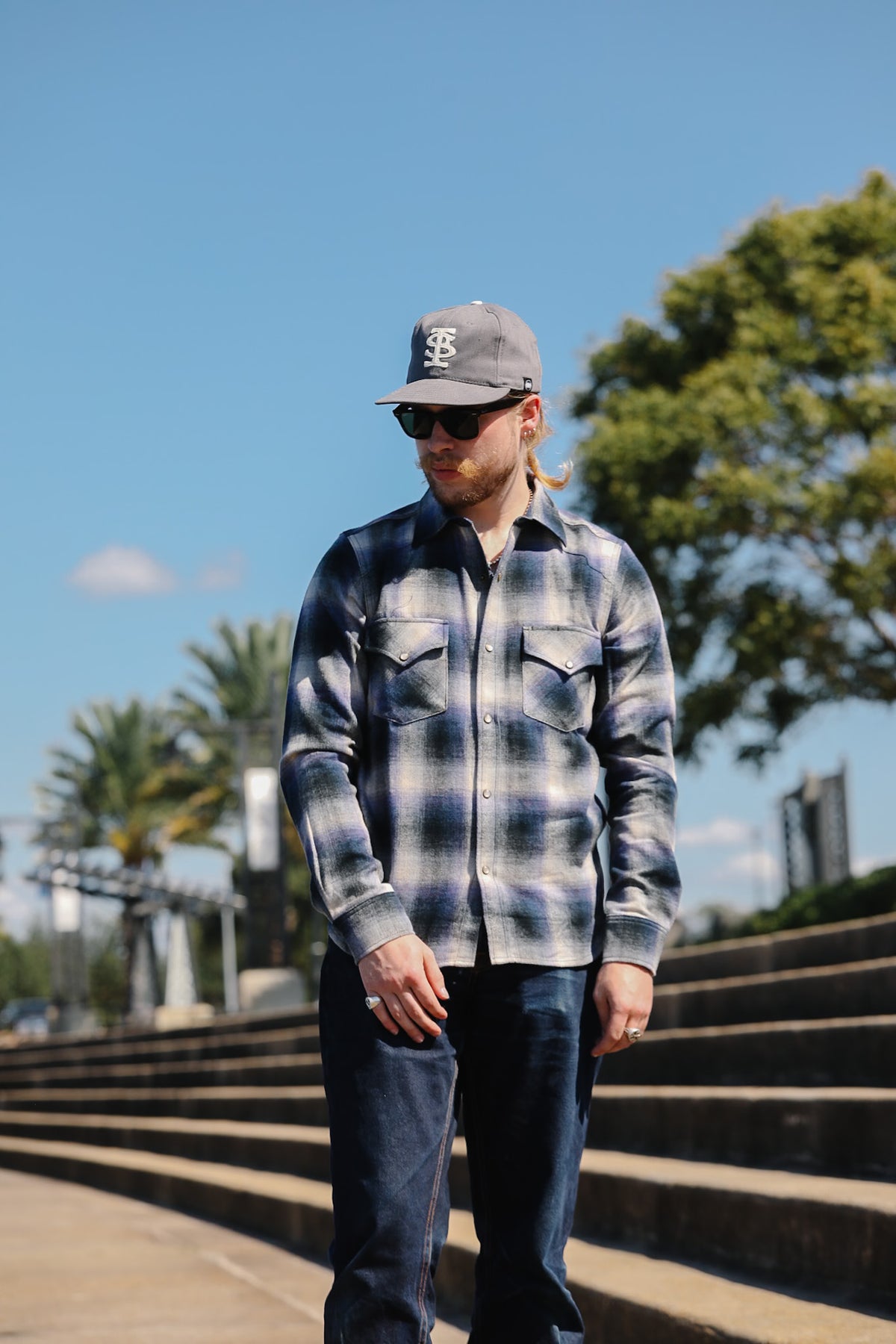 Rogue Territory Western Shirt- Bluebell Brushed Plaid