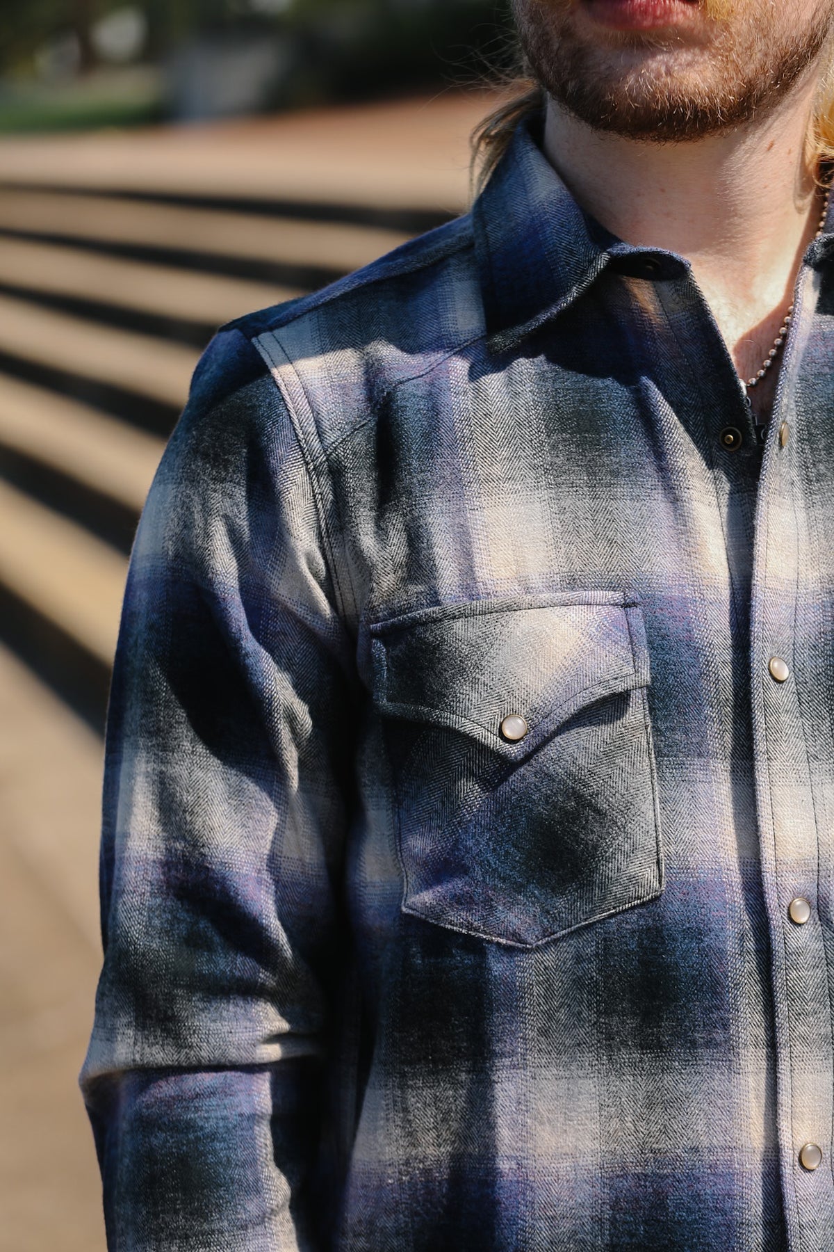 Rogue Territory Western Shirt- Bluebell Brushed Plaid