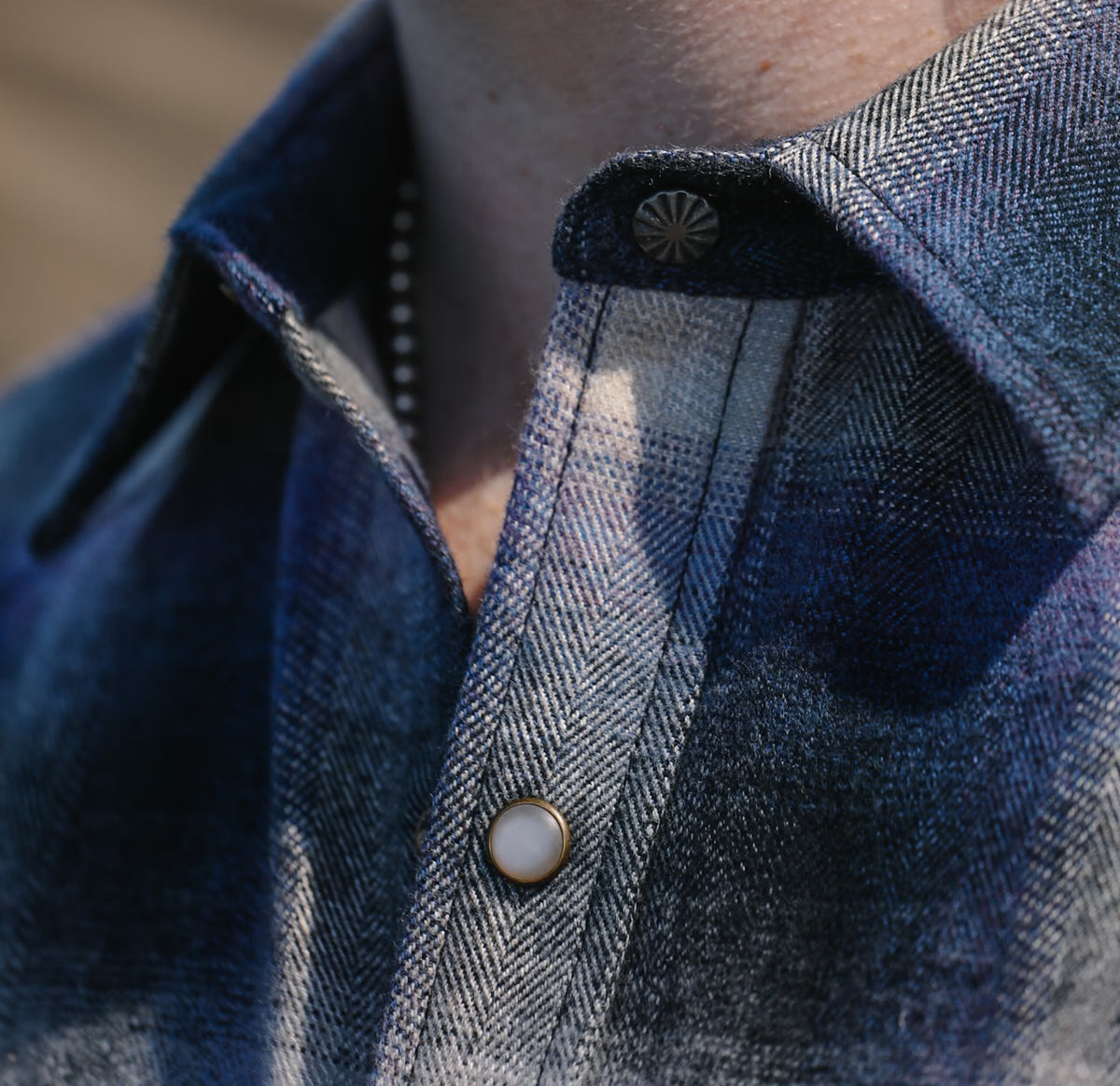 Rogue Territory Western Shirt- Bluebell Brushed Plaid