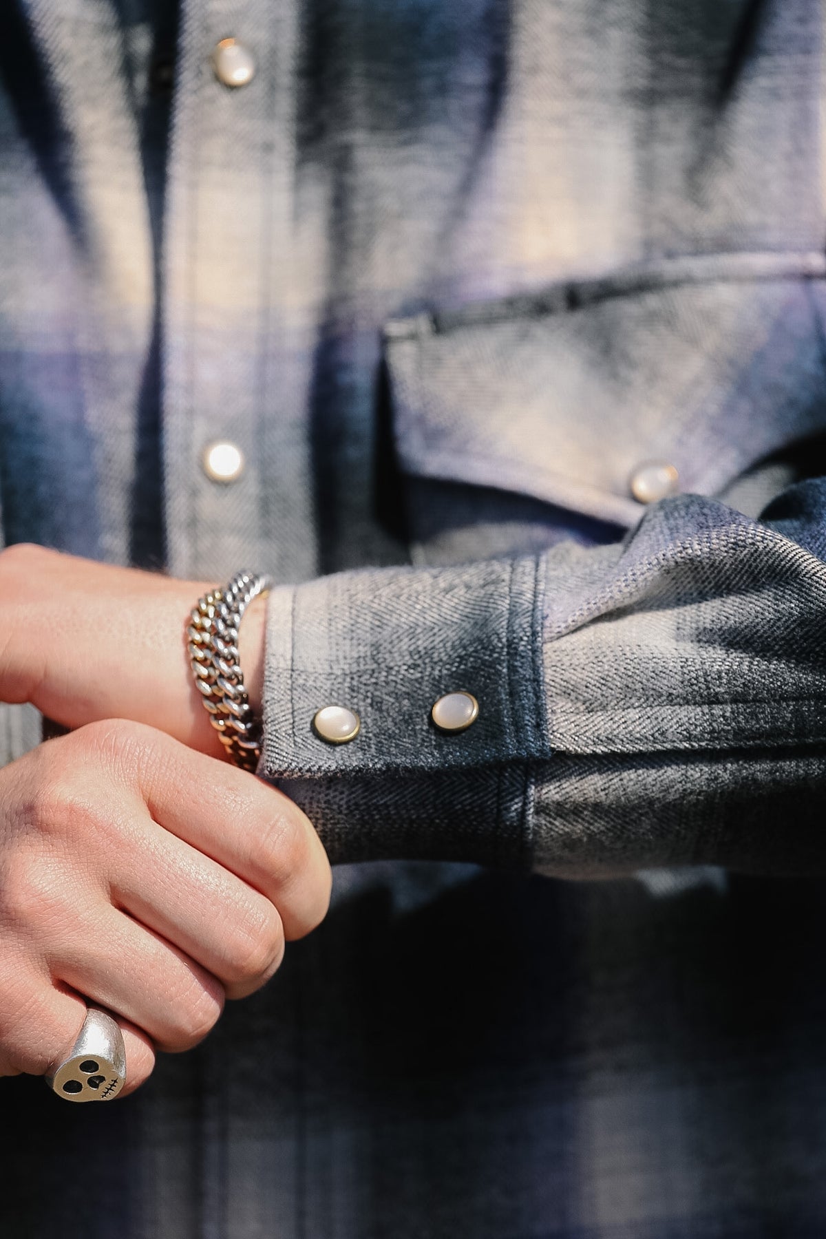 Rogue Territory Western Shirt- Bluebell Brushed Plaid