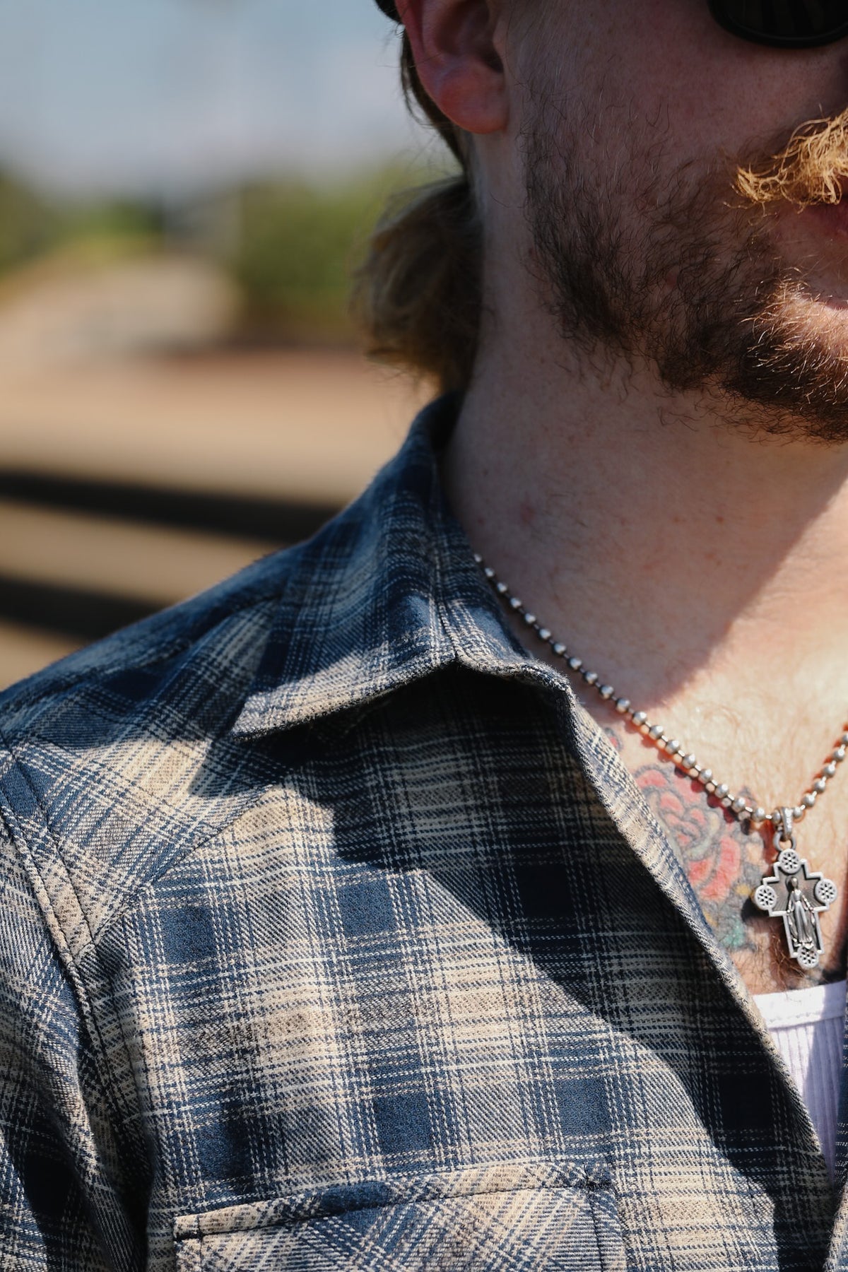 Rogue Territory Western Shirt- Navy Plaid