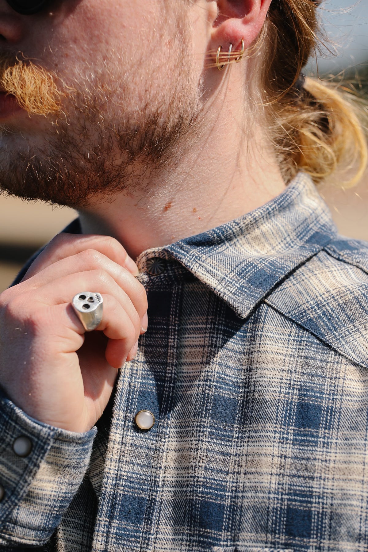 Rogue Territory Western Shirt- Navy Plaid