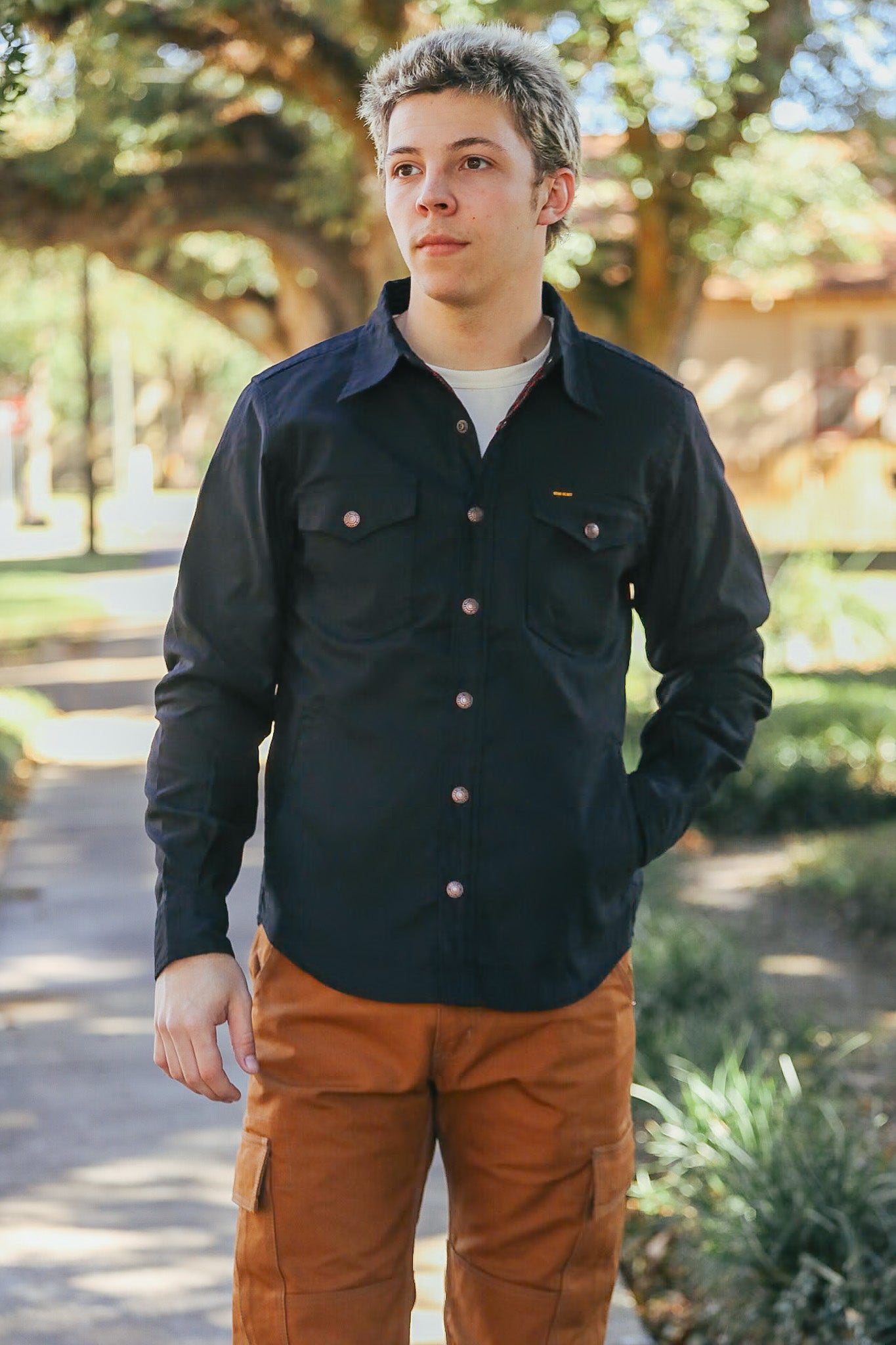 8oz Military Whipcord CPO Shirt - Black IHSH-425-BLK