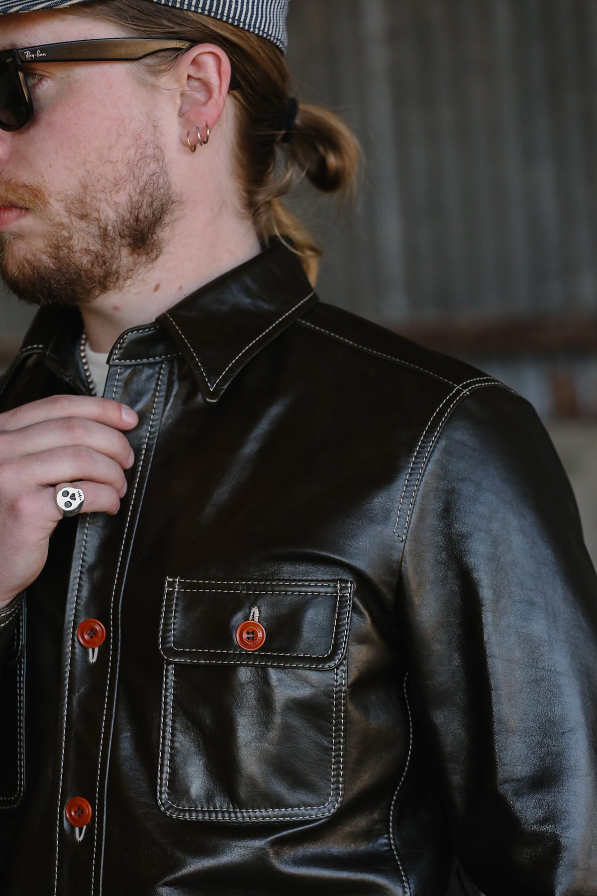 Y'2 OS-11 Oil Soft Horsehide Work Shirt- Olive