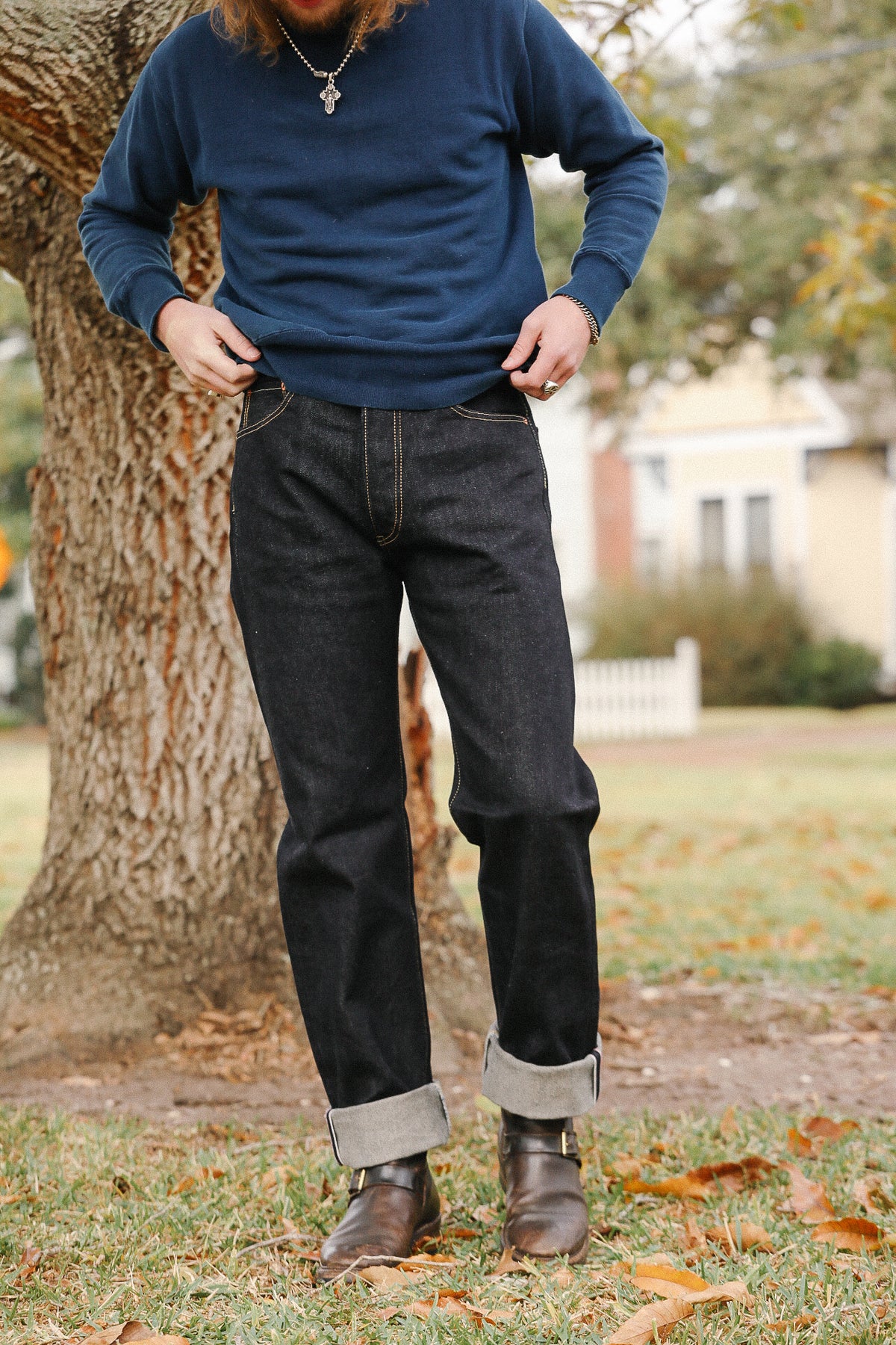 IH-1955S-142 Iron Heart 14oz Selvedge Denim "1955" Vintage Tapered Cut Jeans - Indigo