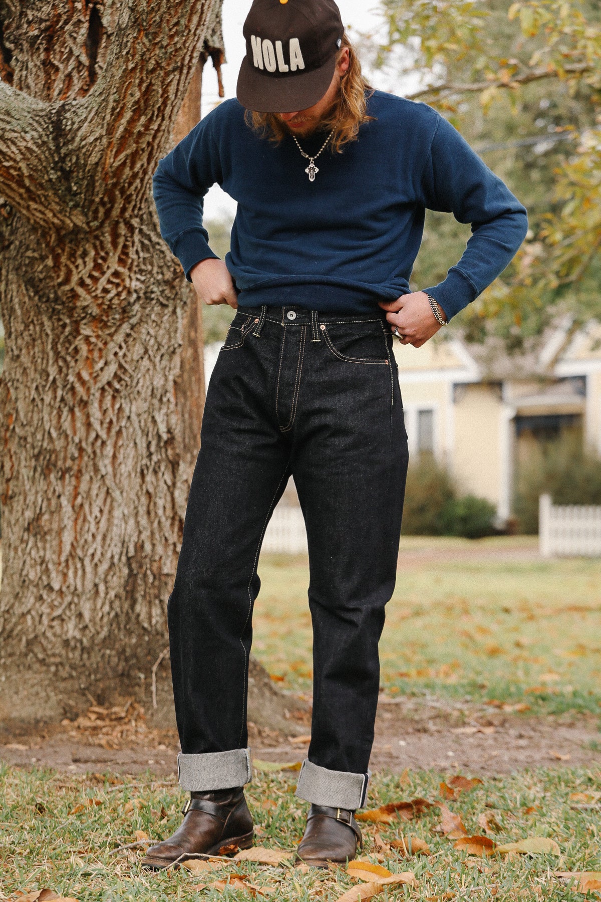 IH-1955S-142 Iron Heart 14oz Selvedge Denim "1955" Vintage Tapered Cut Jeans - Indigo