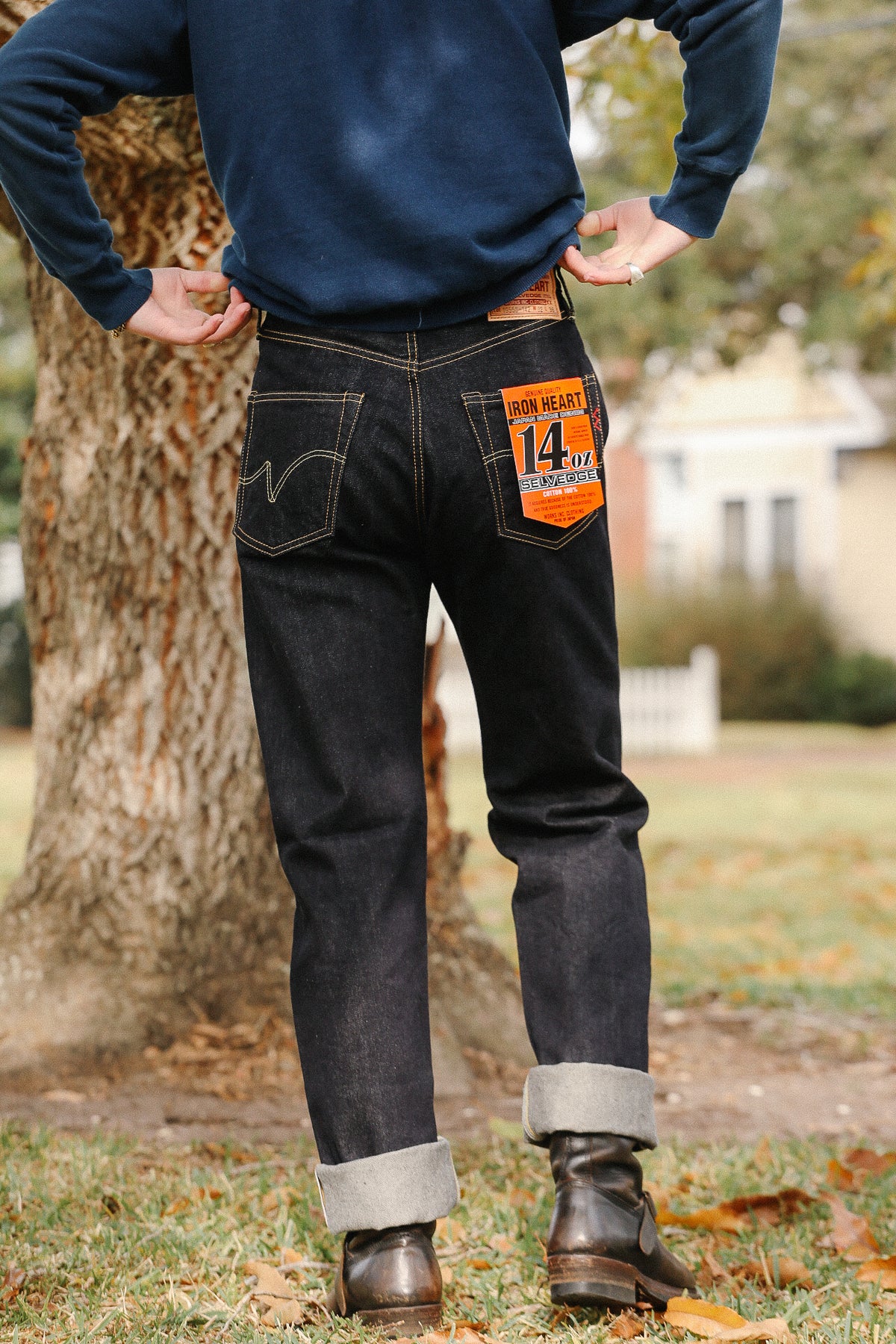 IH-1955S-142 Iron Heart 14oz Selvedge Denim "1955" Vintage Tapered Cut Jeans - Indigo