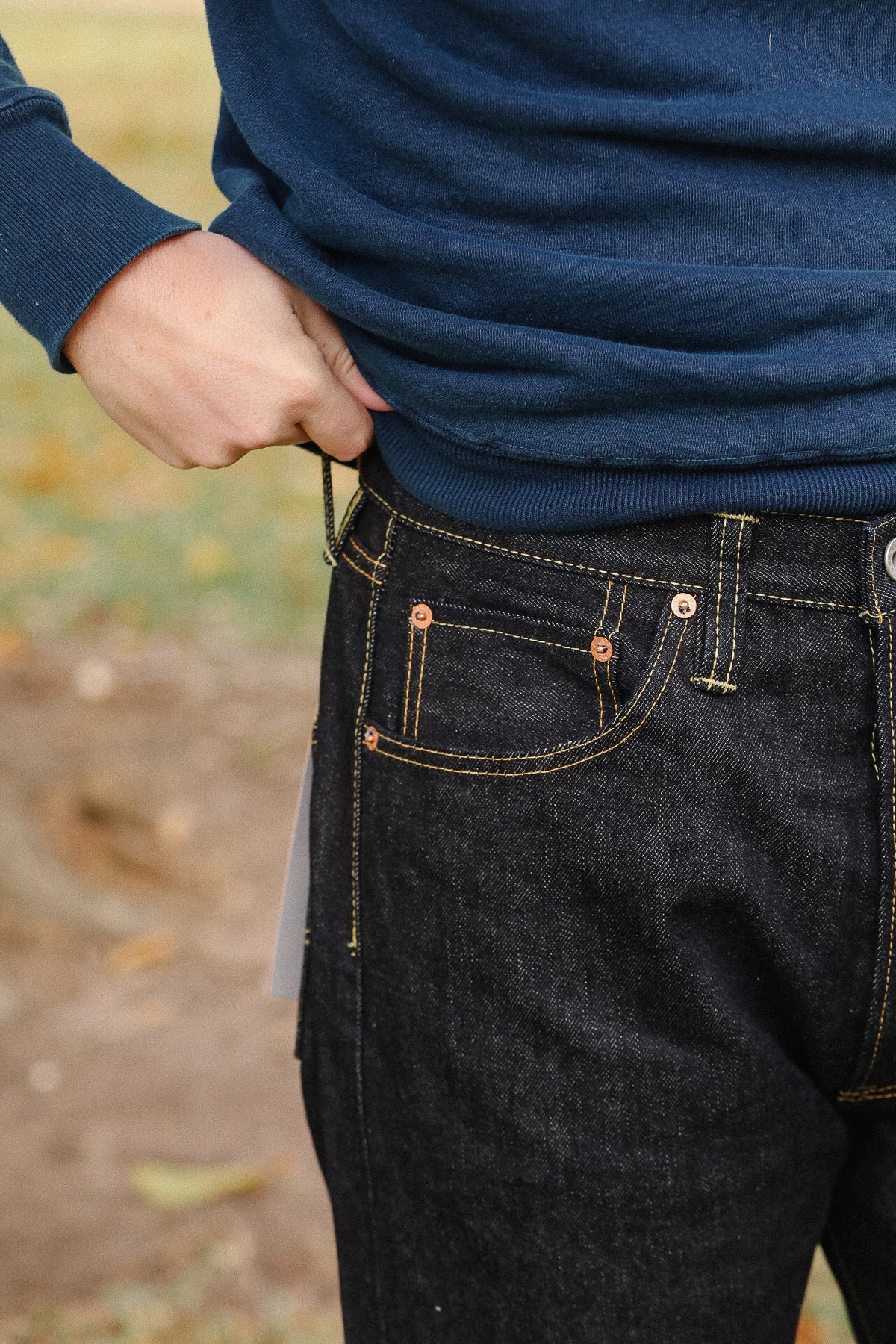 IH-1955S-142 Iron Heart 14oz Selvedge Denim "1955" Vintage Tapered Cut Jeans - Indigo