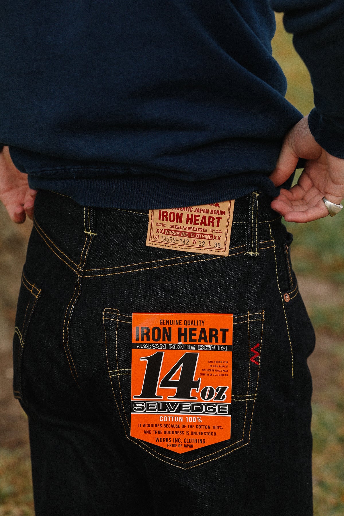 IH-1955S-142 Iron Heart 14oz Selvedge Denim "1955" Vintage Tapered Cut Jeans - Indigo