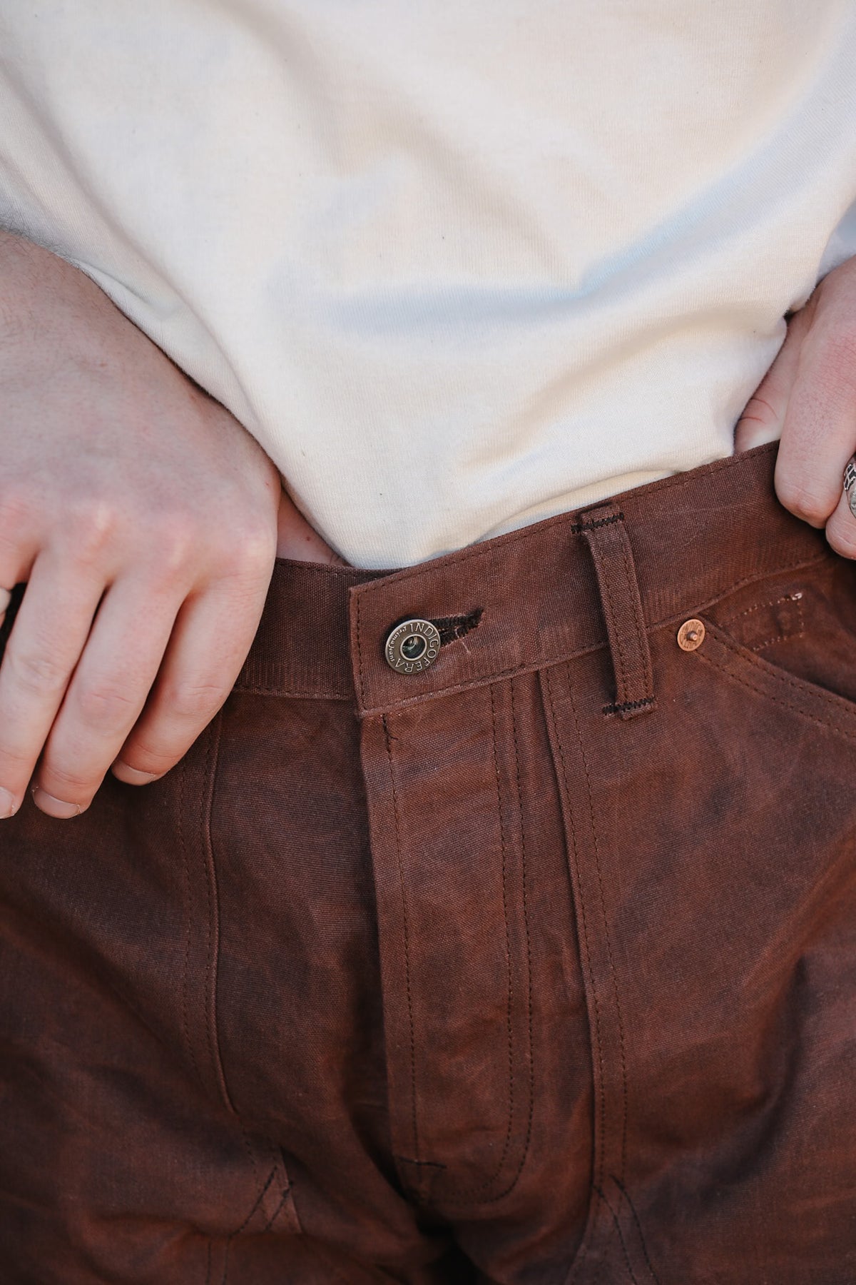 Indigofera Wendell Pants- Coated Canvas Brown