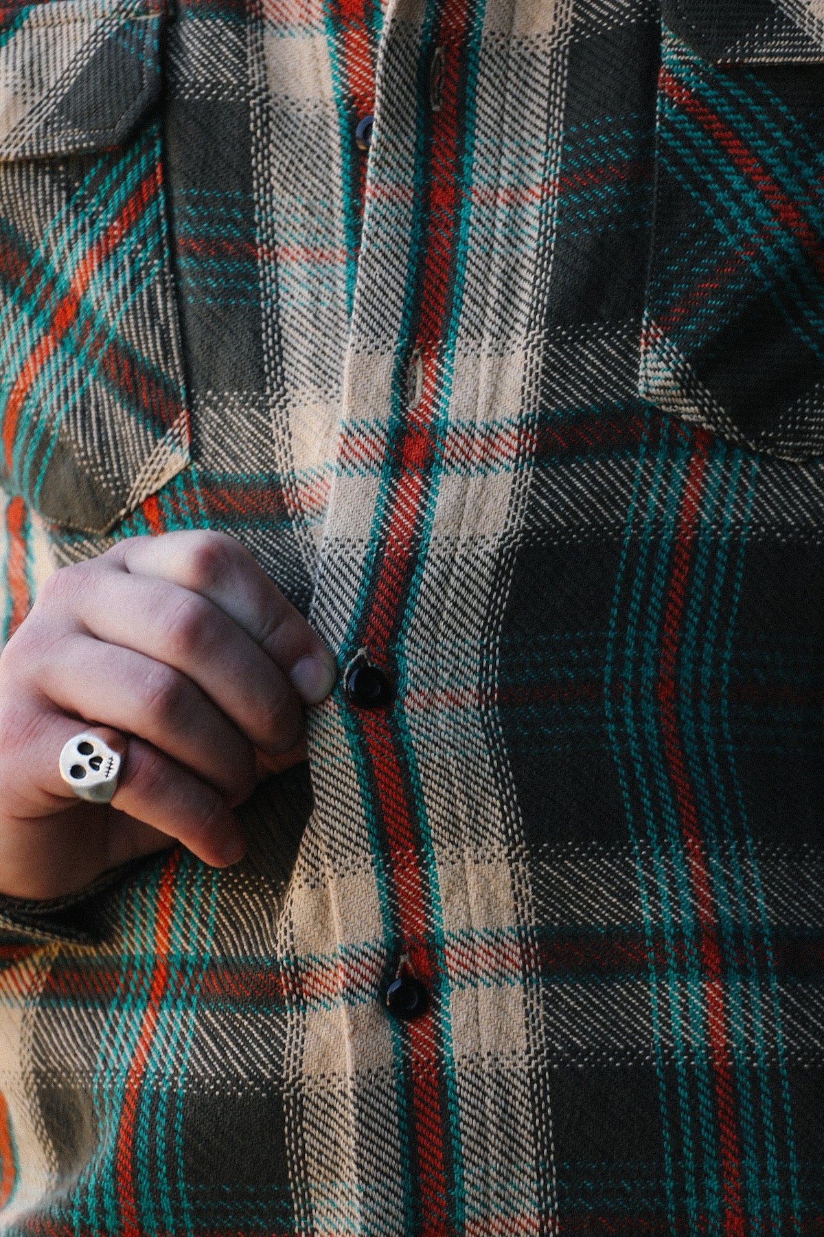 Indigofera Bryson Shirt Flannel Check- Charcoal / Beige / Turquoise / Rust