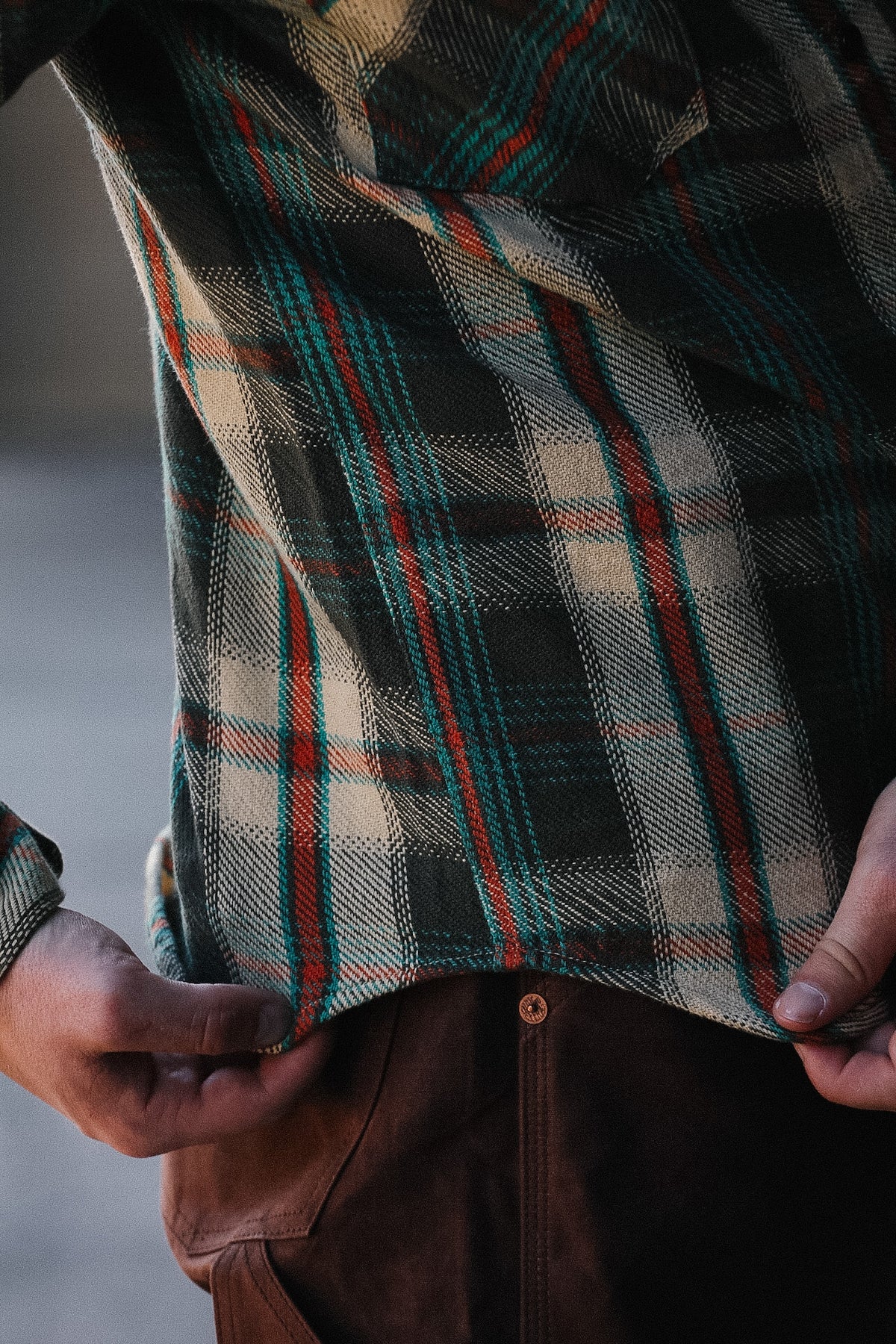 Indigofera Bryson Shirt Flannel Check- Charcoal / Beige / Turquoise / Rust