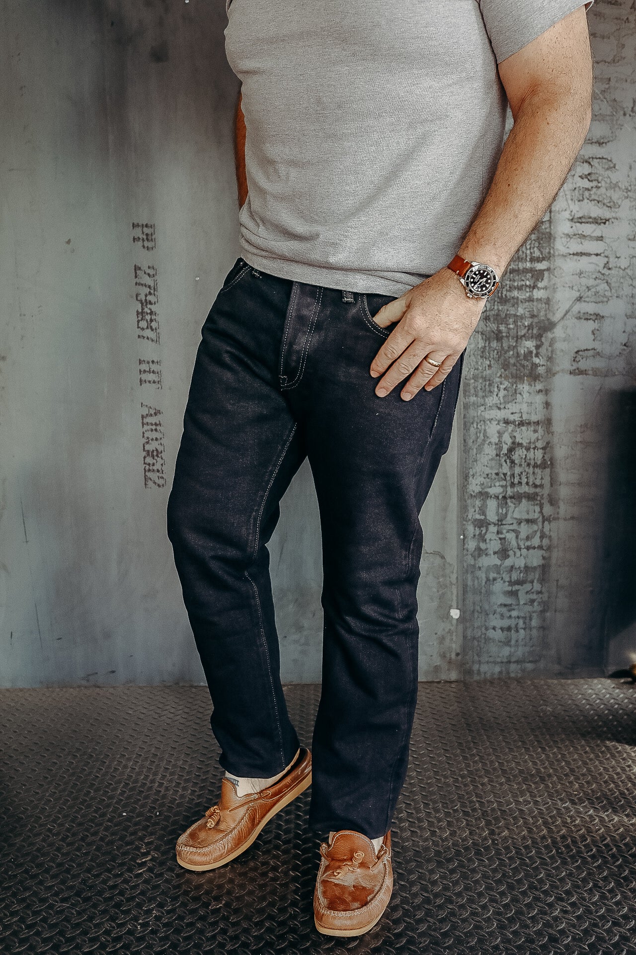 21oz 777 Selvedge Denim Slim Tapered Cut Jeans - Indigo Overdyed Black IH-777S-21od