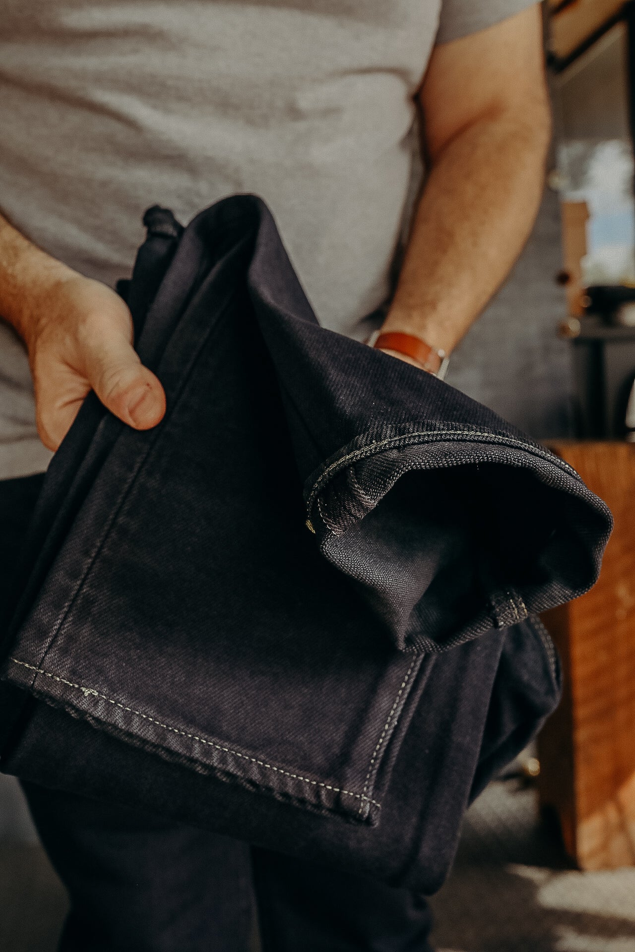21oz 777 Selvedge Denim Slim Tapered Cut Jeans - Indigo Overdyed Black IH-777S-21od