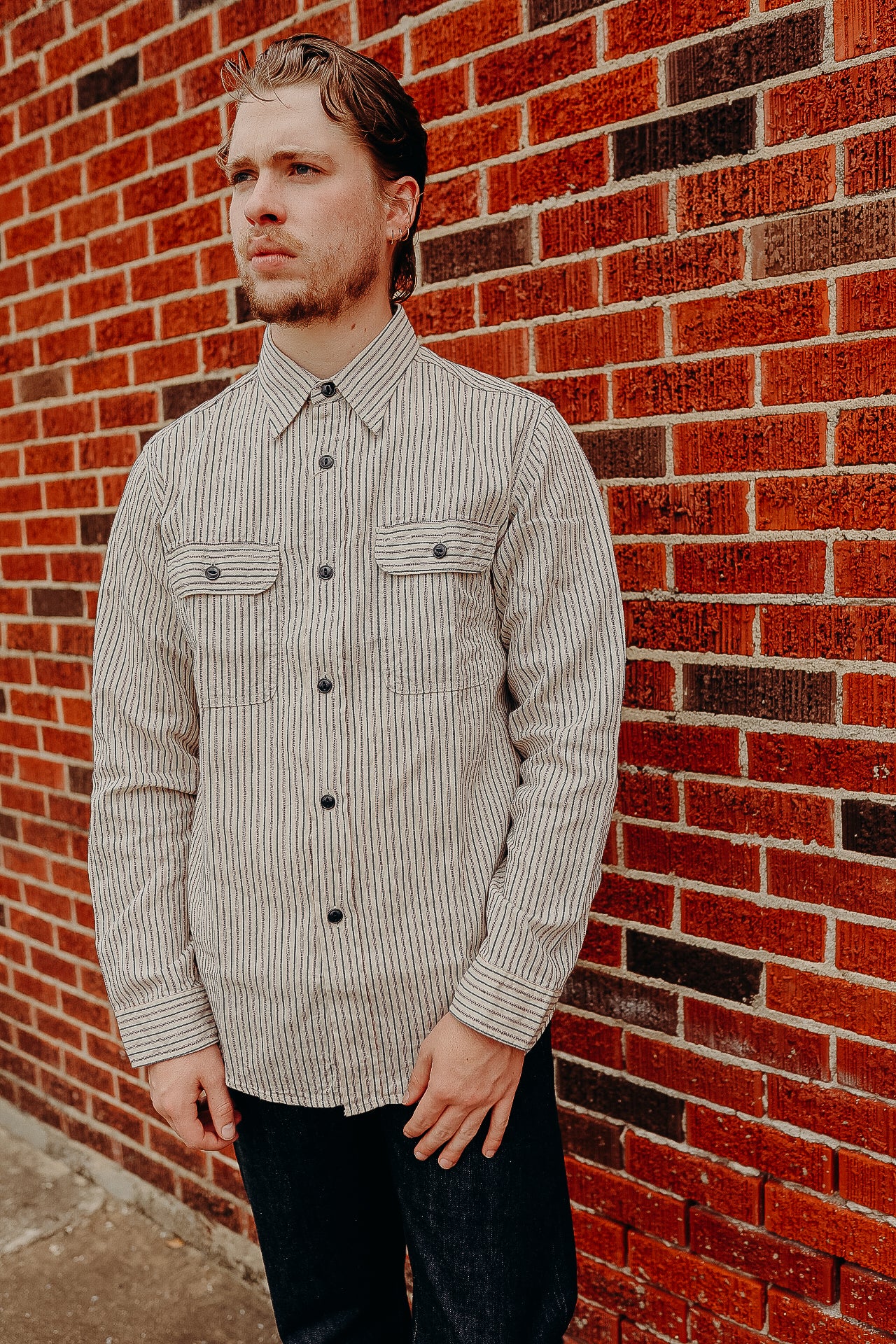 SC29146 Sugar Cane Long Sleeve Work Shirt- Dobby Stripe White