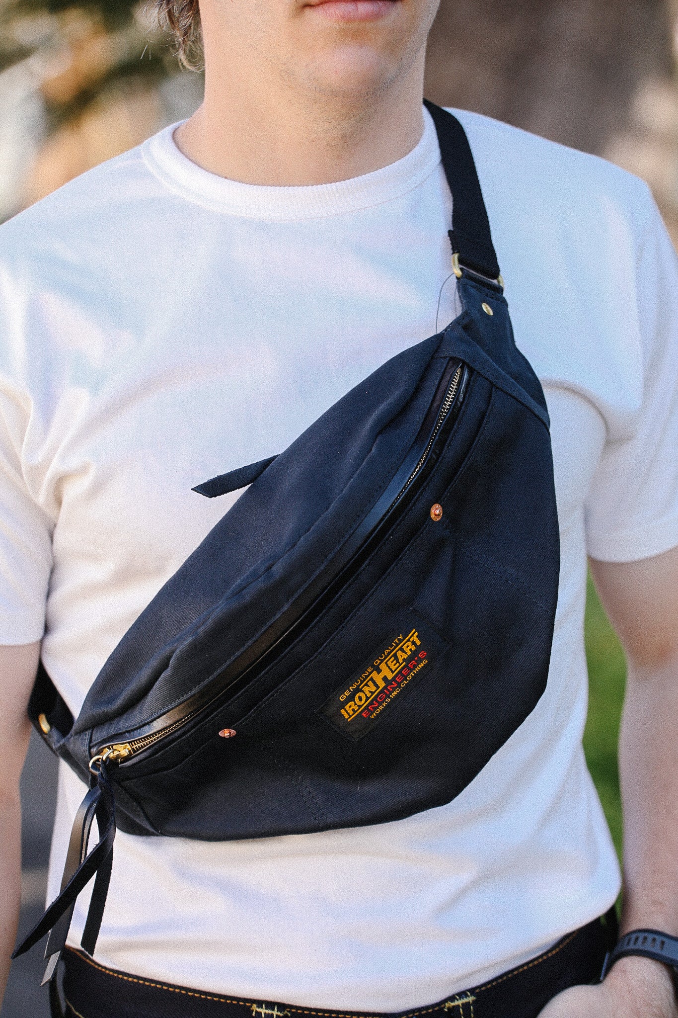 IHE-53-NAV Iron Heart 12oz Whipcord Waist Bag - Navy