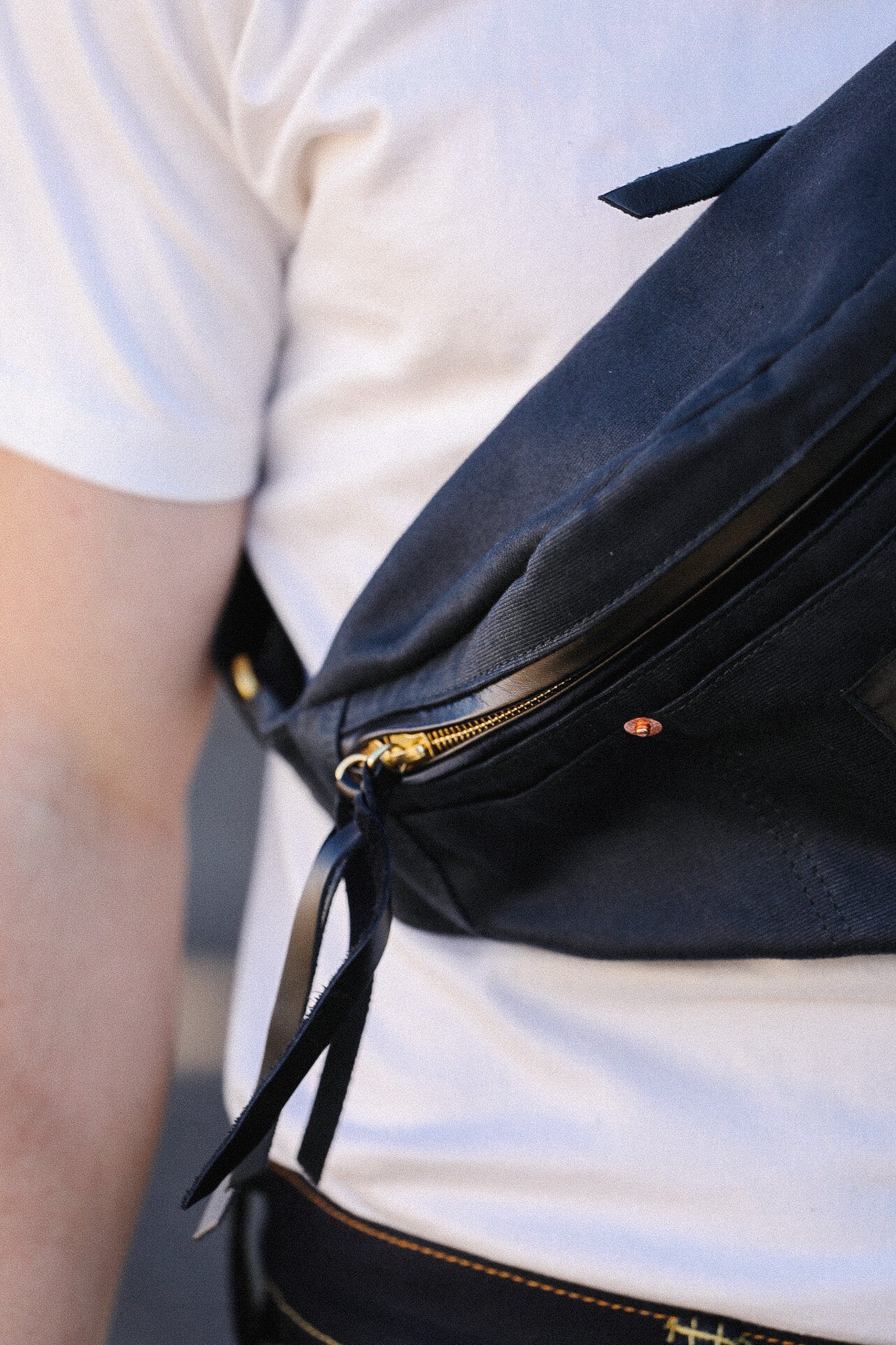 IHE-53-NAV Iron Heart 12oz Whipcord Waist Bag - Navy