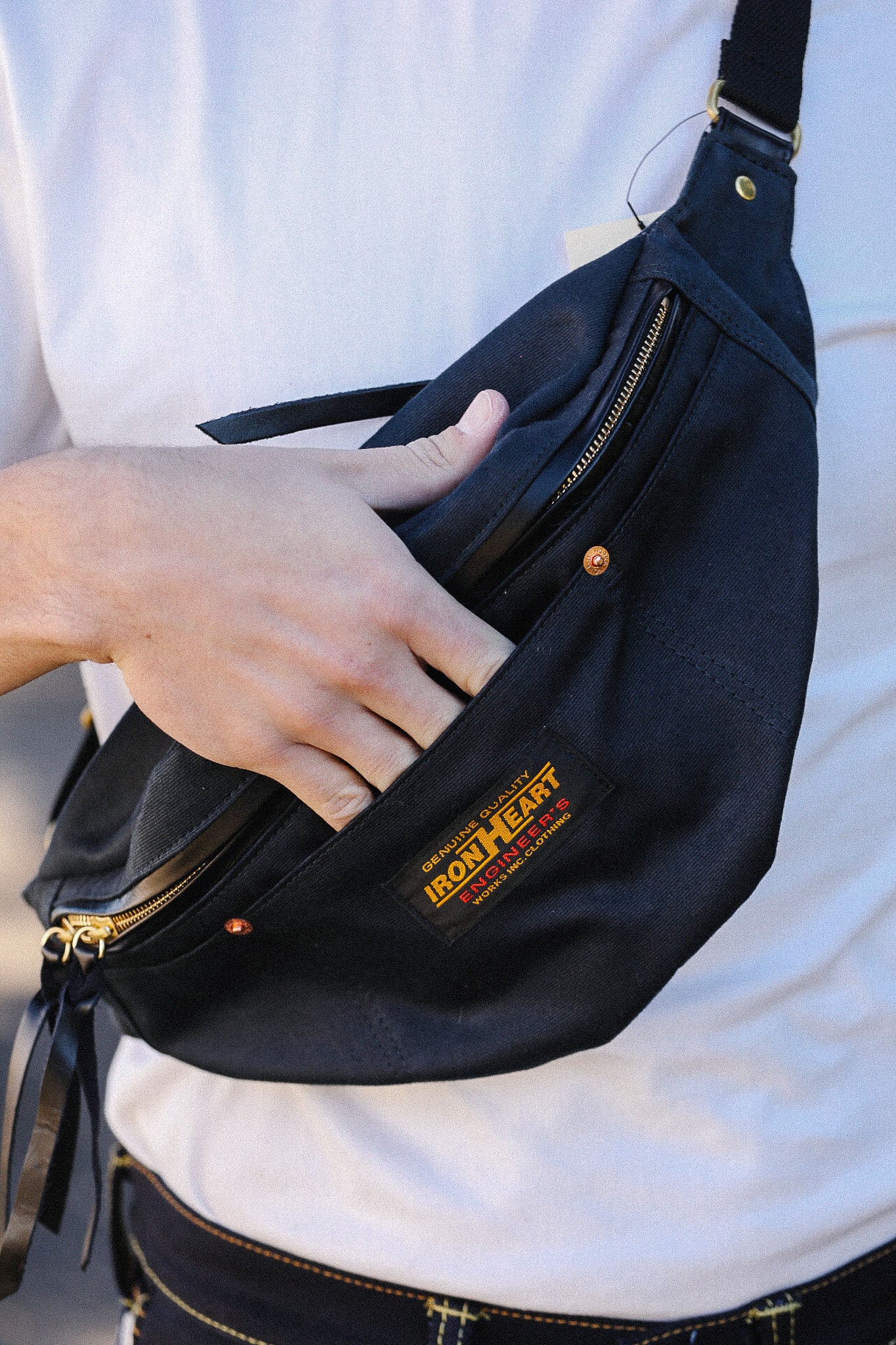 IHE-53-NAV Iron Heart 12oz Whipcord Waist Bag - Navy