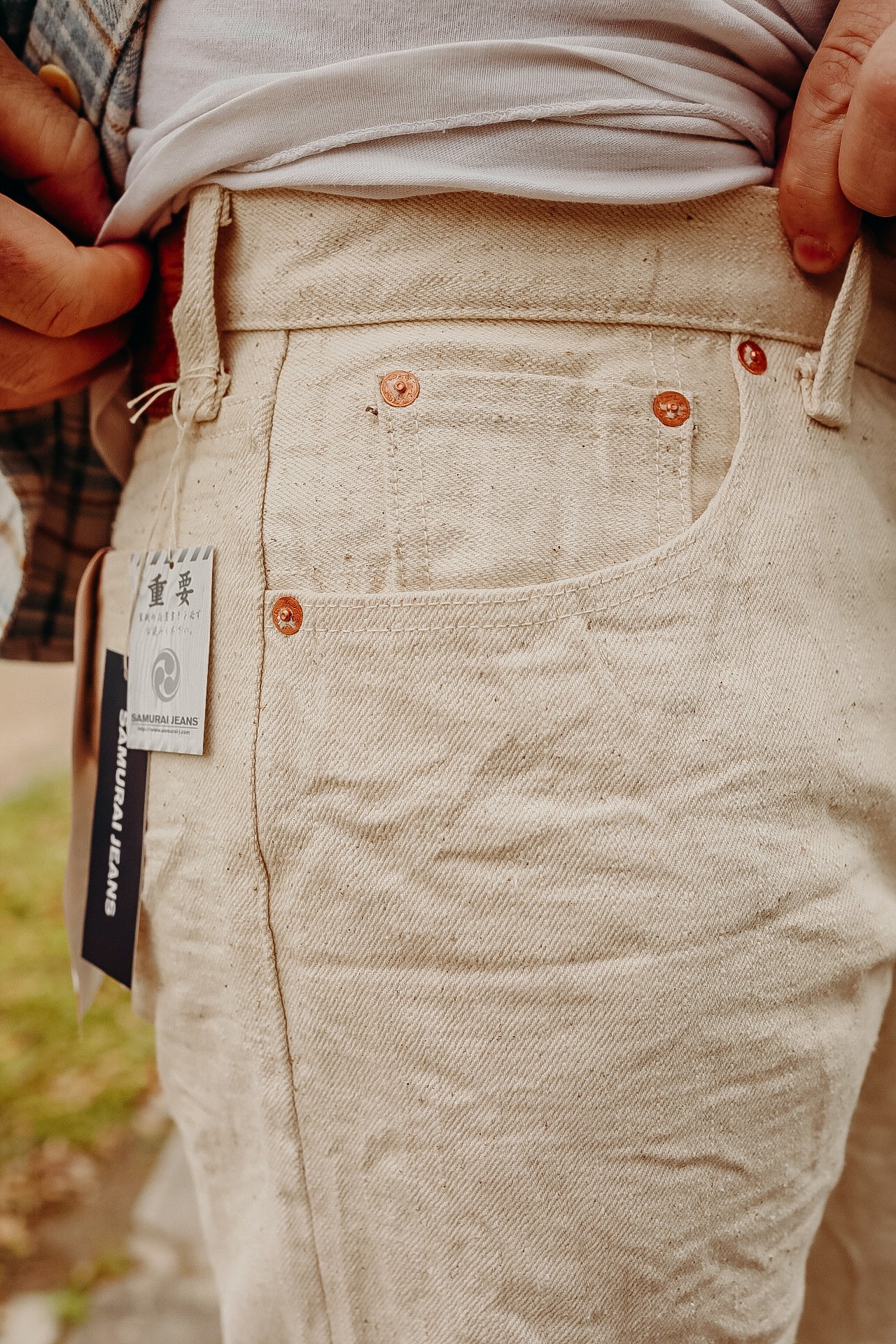 Slim Straight Japanese Cotton Jeans- Ecru (S710SC-KI)