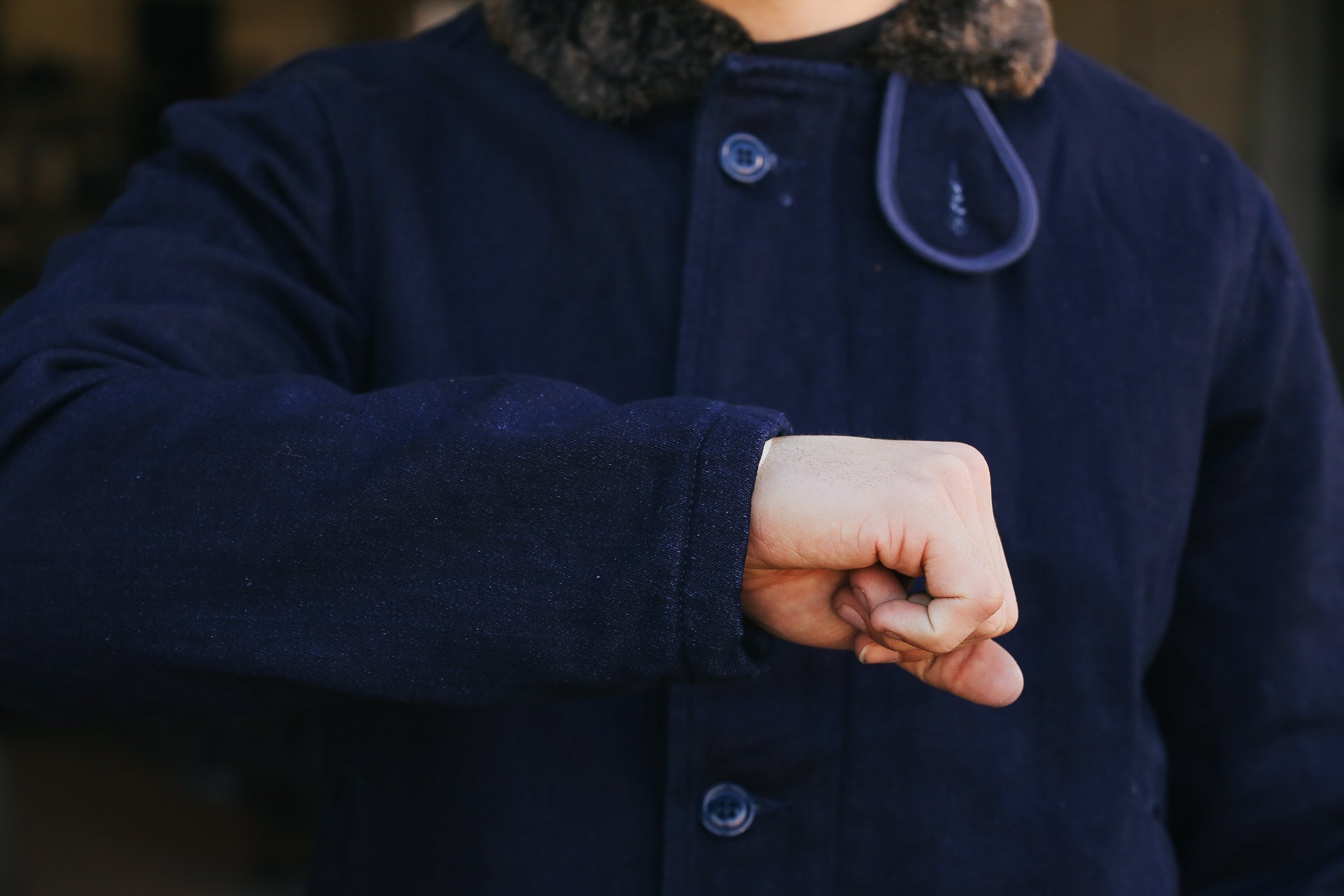 915D-IDSH Tricotine Deck Jacket- Indigo