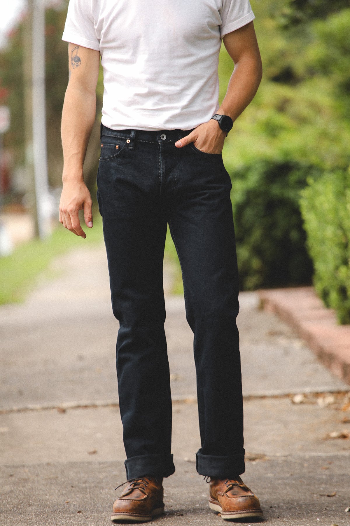 IH-634S-B Iron Heart 21oz Selvedge Denim Straight Cut Jeans - Indigo Overdyed Black