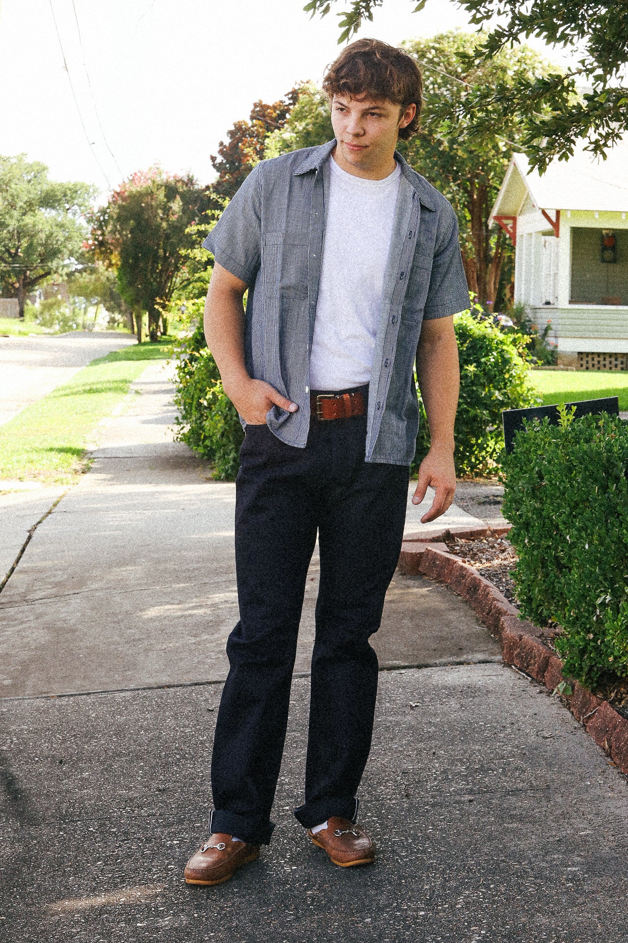 14oz Selvedge Denim Medium/High Rise Tapered Cut Jeans - Indigo/Black IH-888S-142ib