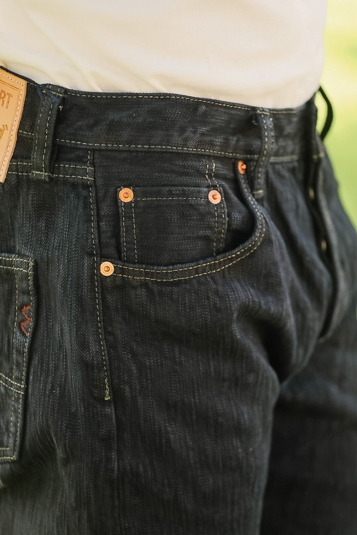 IH-634S-SLBod Iron Heart 16oz Slubby Selvedge Denim Straight Cut Jeans - Indigo Overdyed Black