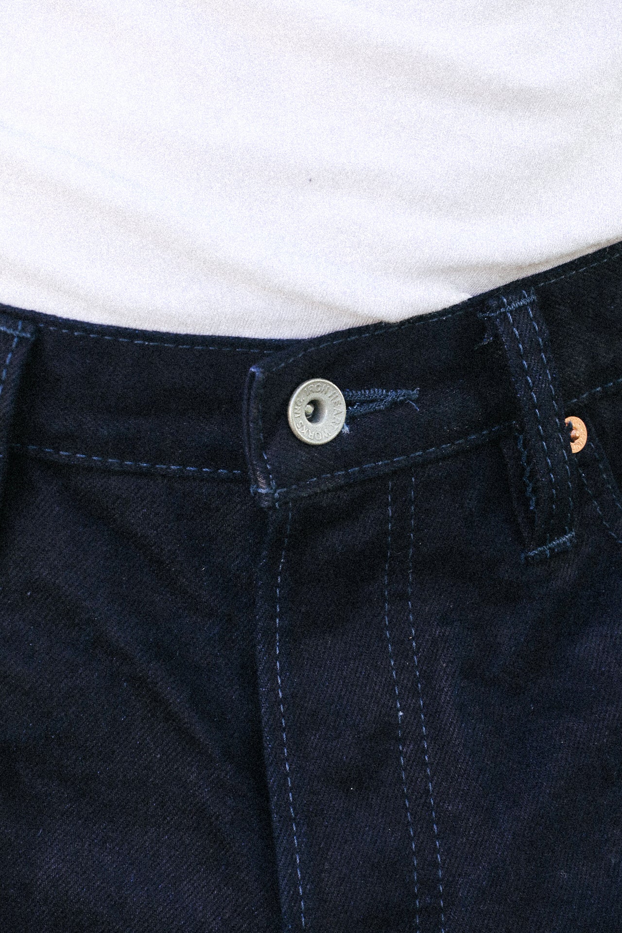 14oz Selvedge Denim Medium/High Rise Tapered Cut Jeans - Indigo/Black IH-888S-142ib