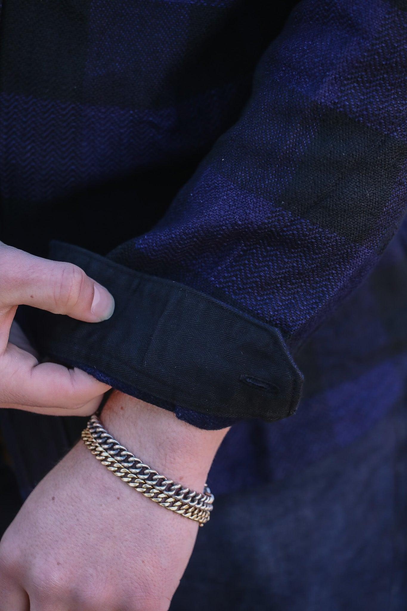 FN-SNR-101LSP The Flat Head Block Check Flannel Work Shirt- Indigo