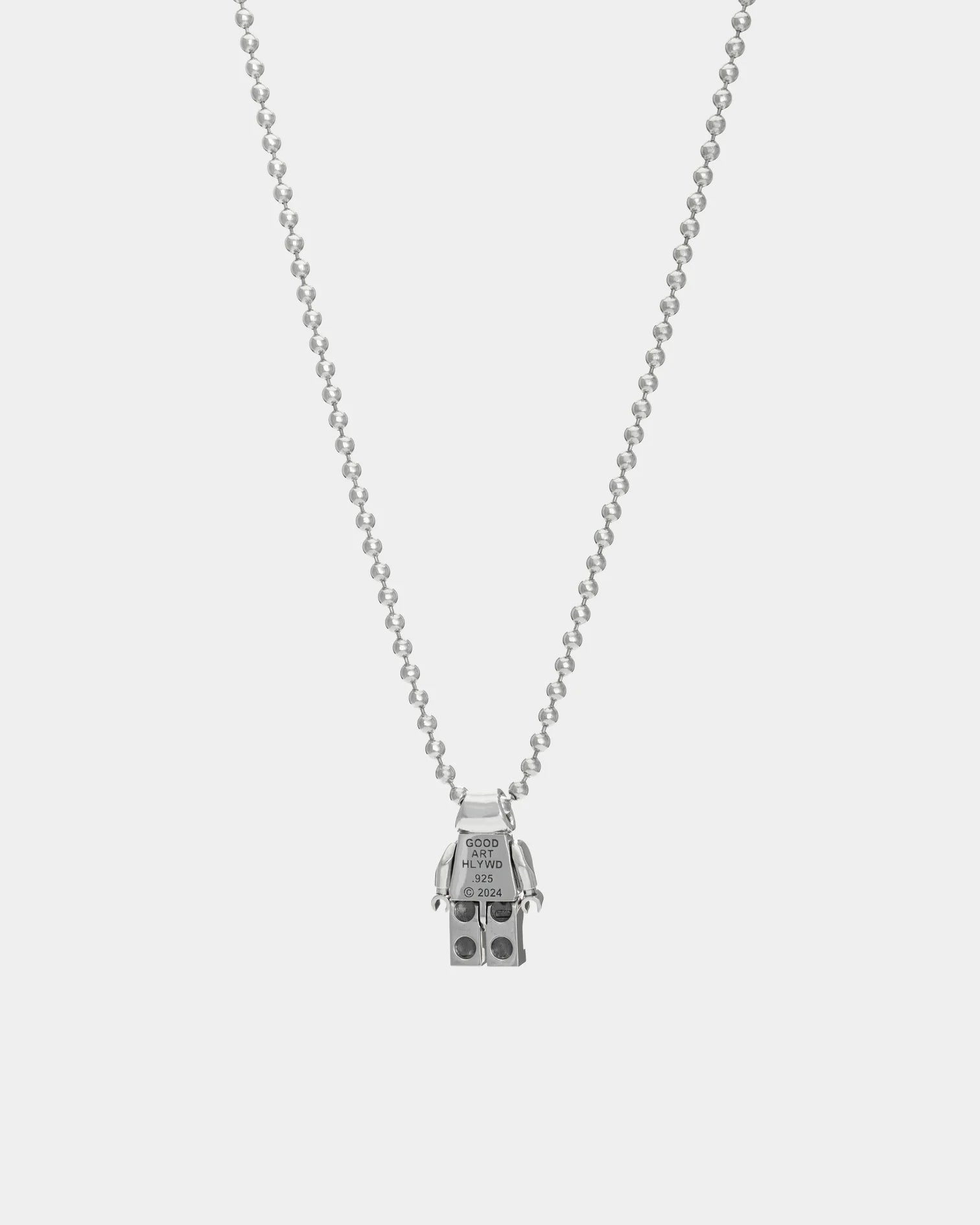 Sterling silver figure pendant necklace with ball chain from Good Art Hollywood