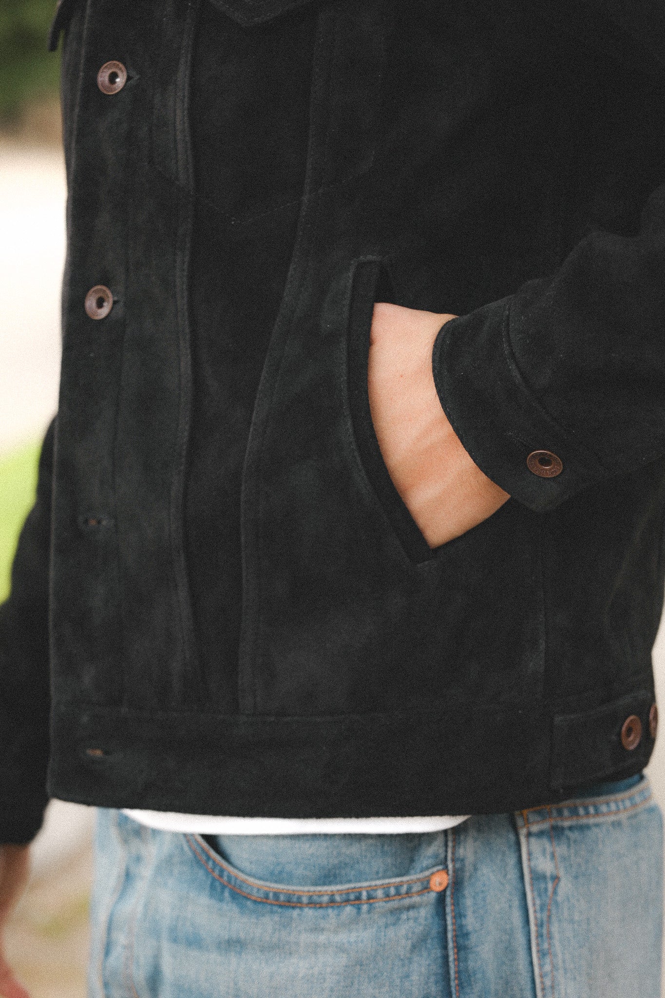 IHJ-155-BLK Iron Heart Horsehide Suede Modified Type III Jacket - Black