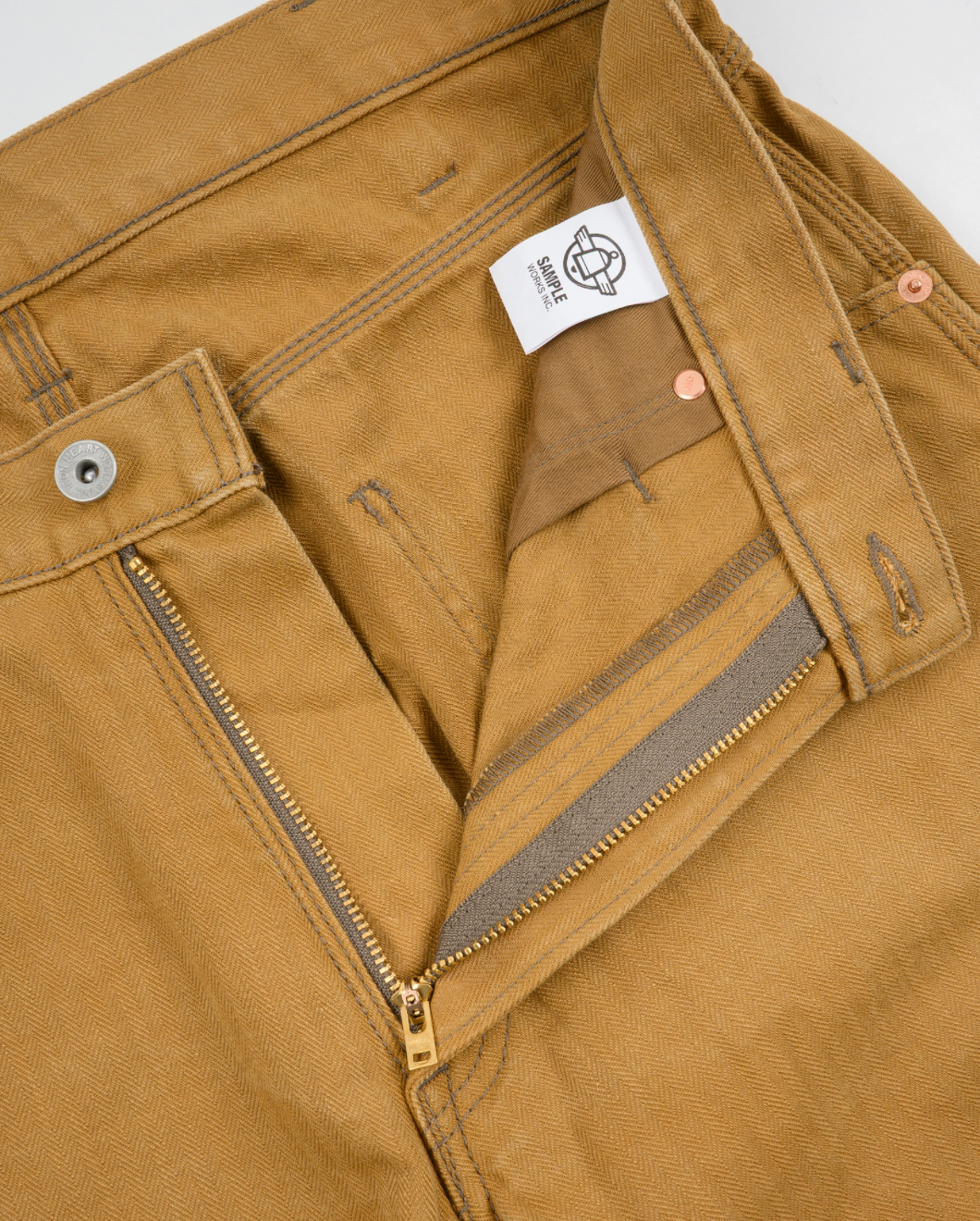 IH-831-BRN Iron Heart 10oz Herringbone Painter’s Pants - Brown