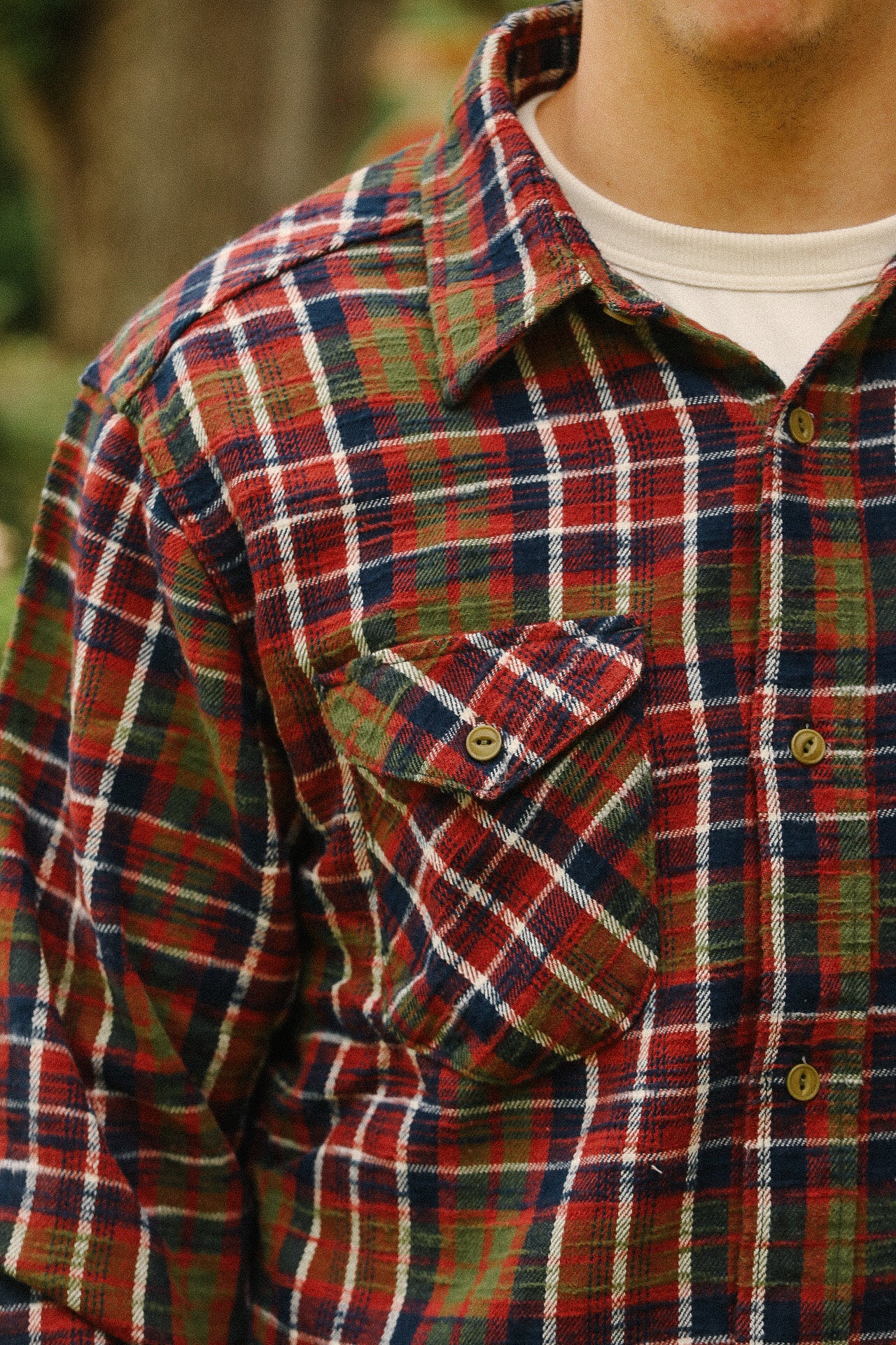 Slubby Flannel Shirt- Red (502554)