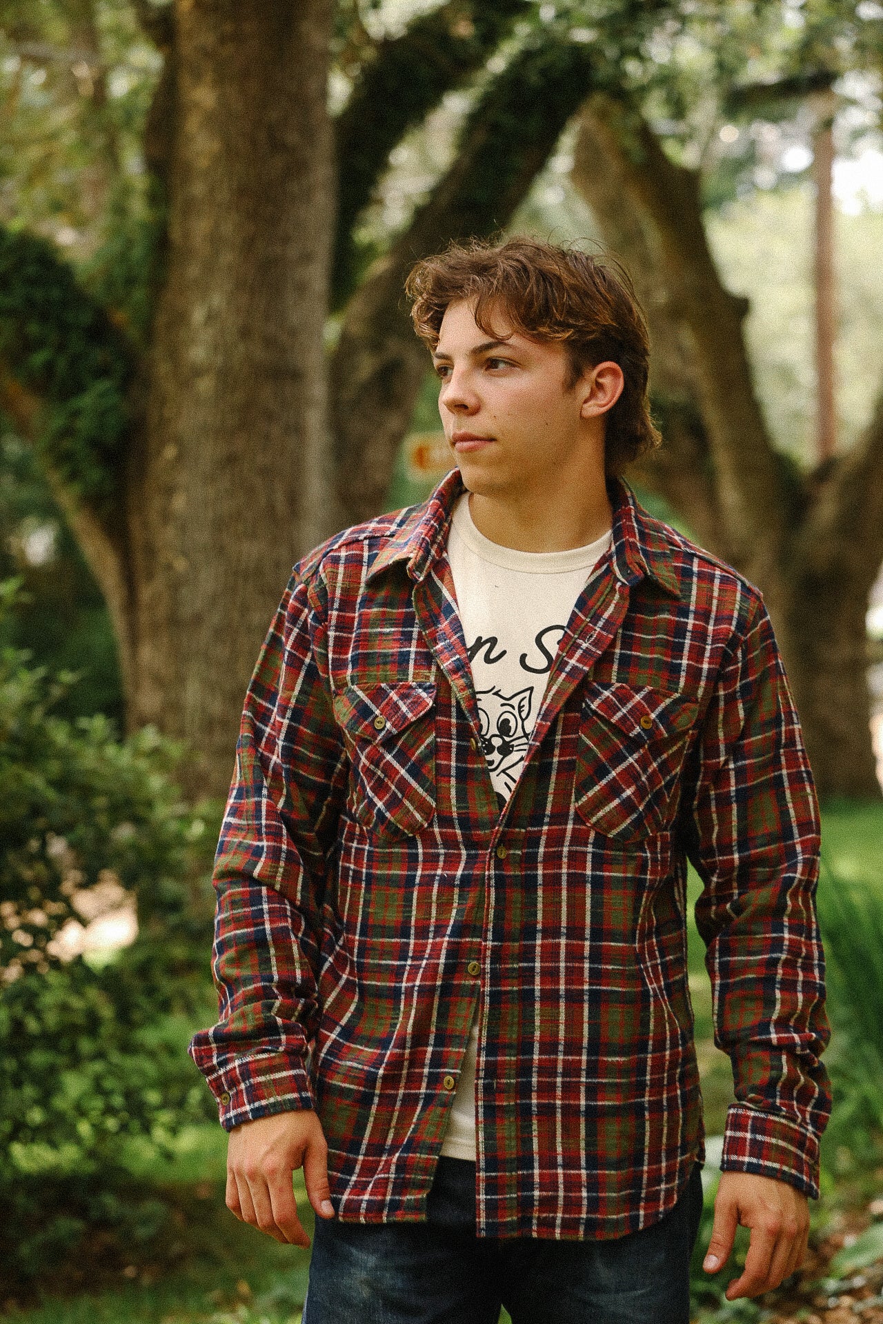 Slubby Flannel Shirt- Red (502554)