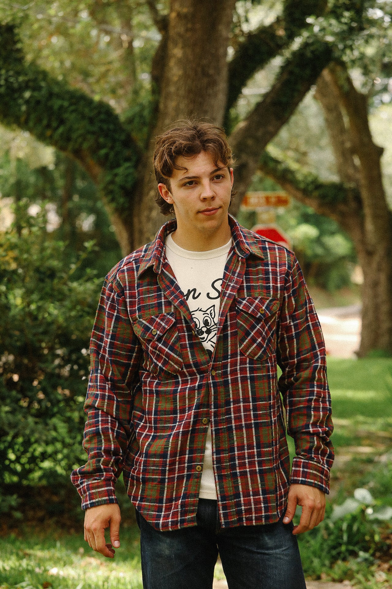 Slubby Flannel Shirt- Red (502554)