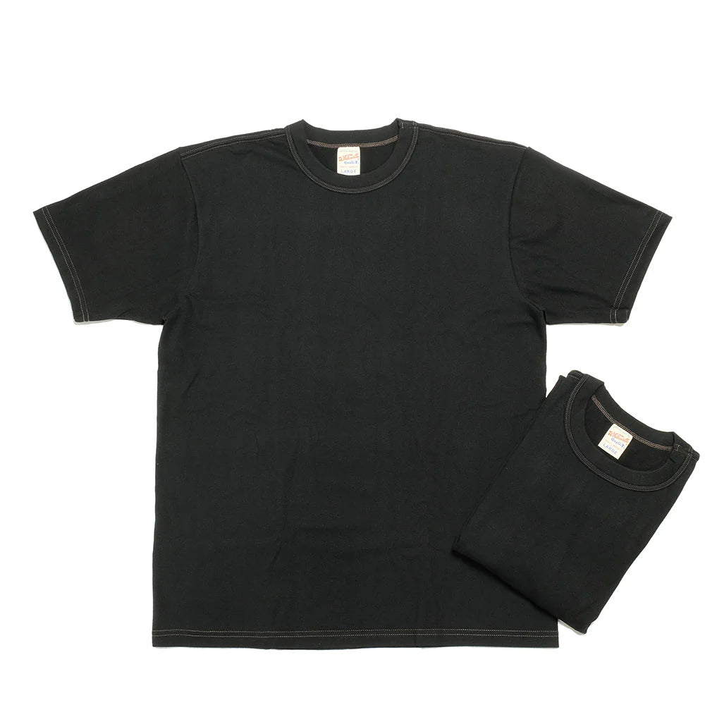 Black t-shirt and black shorts on a white background