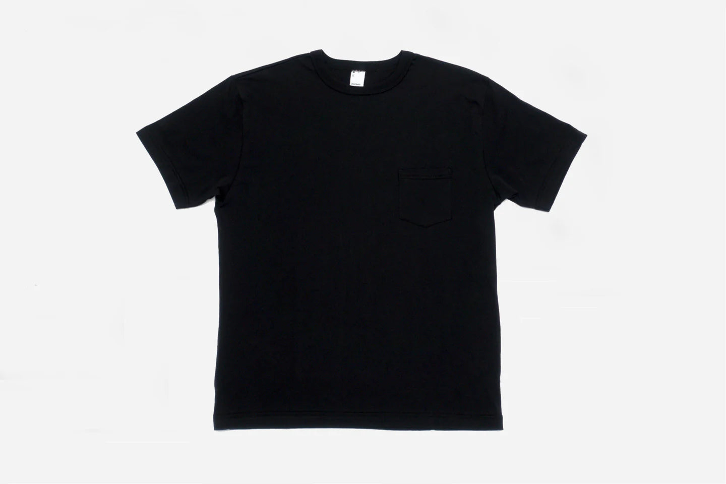 Iron Shop Provisions black Pima cotton t-shirt with a front chest pocket on white background