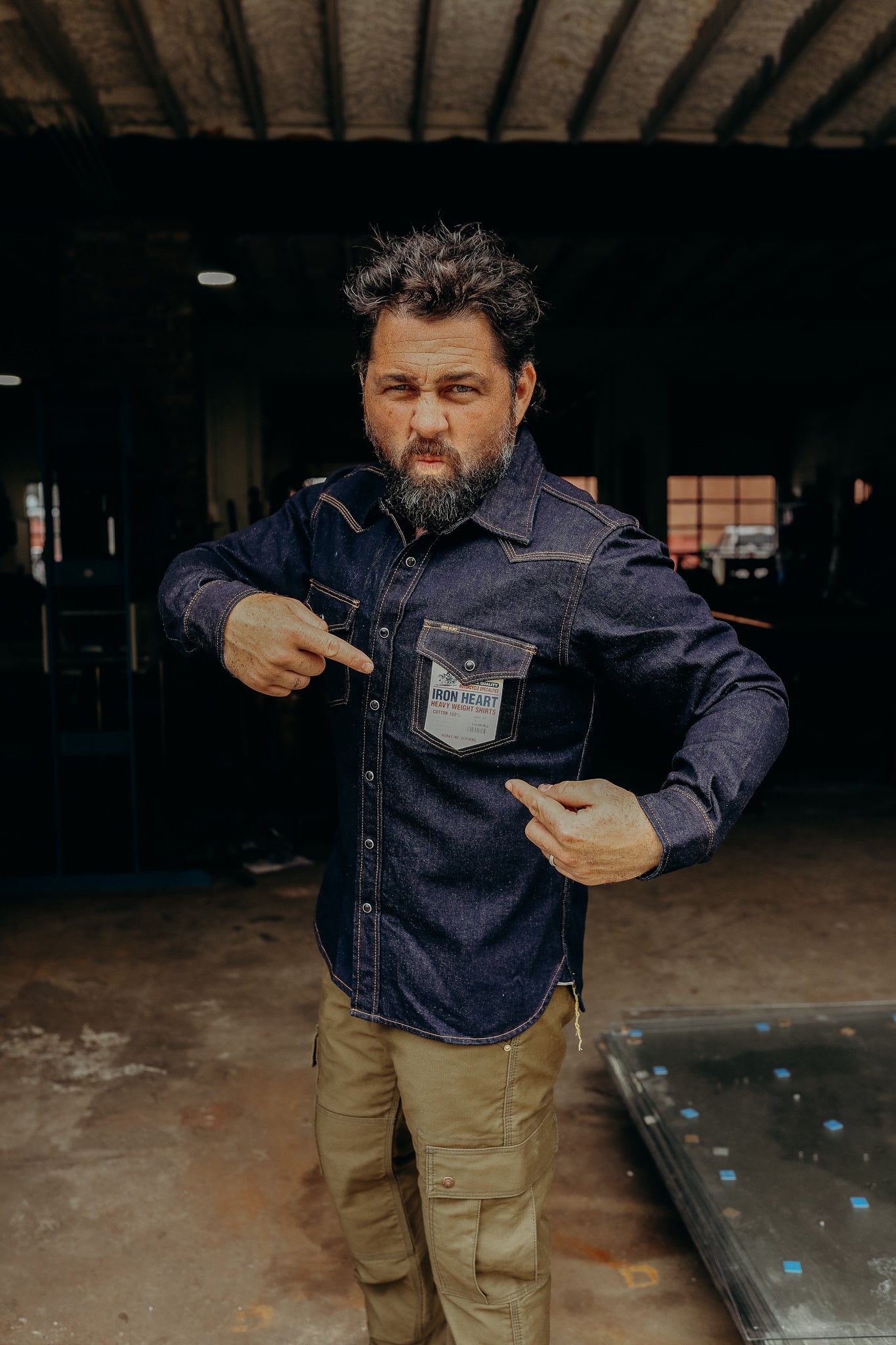 12oz Selvedge Denim Western Shirt - Indigo IHSH-33-IND