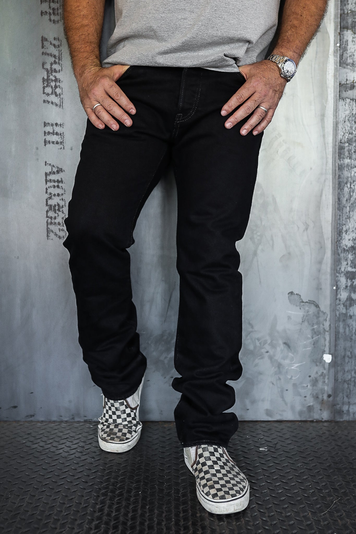 14oz Selvedge Denim Super Slim Jeans 555 - Indigo Overdyed Black IH-555S-142OD