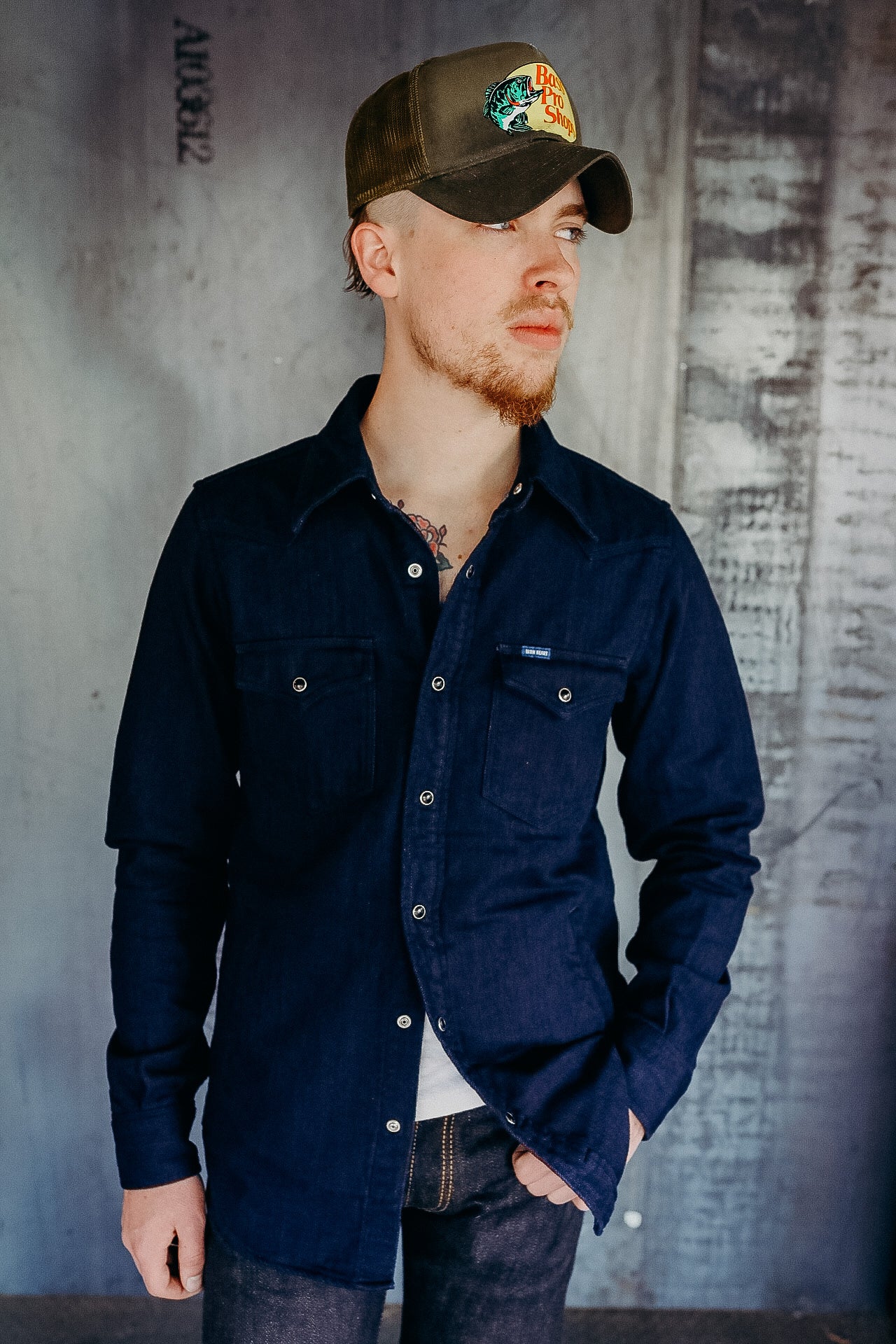 10oz Double Cloth Denim CPO Shirt - Indigo IHSH-347-IND