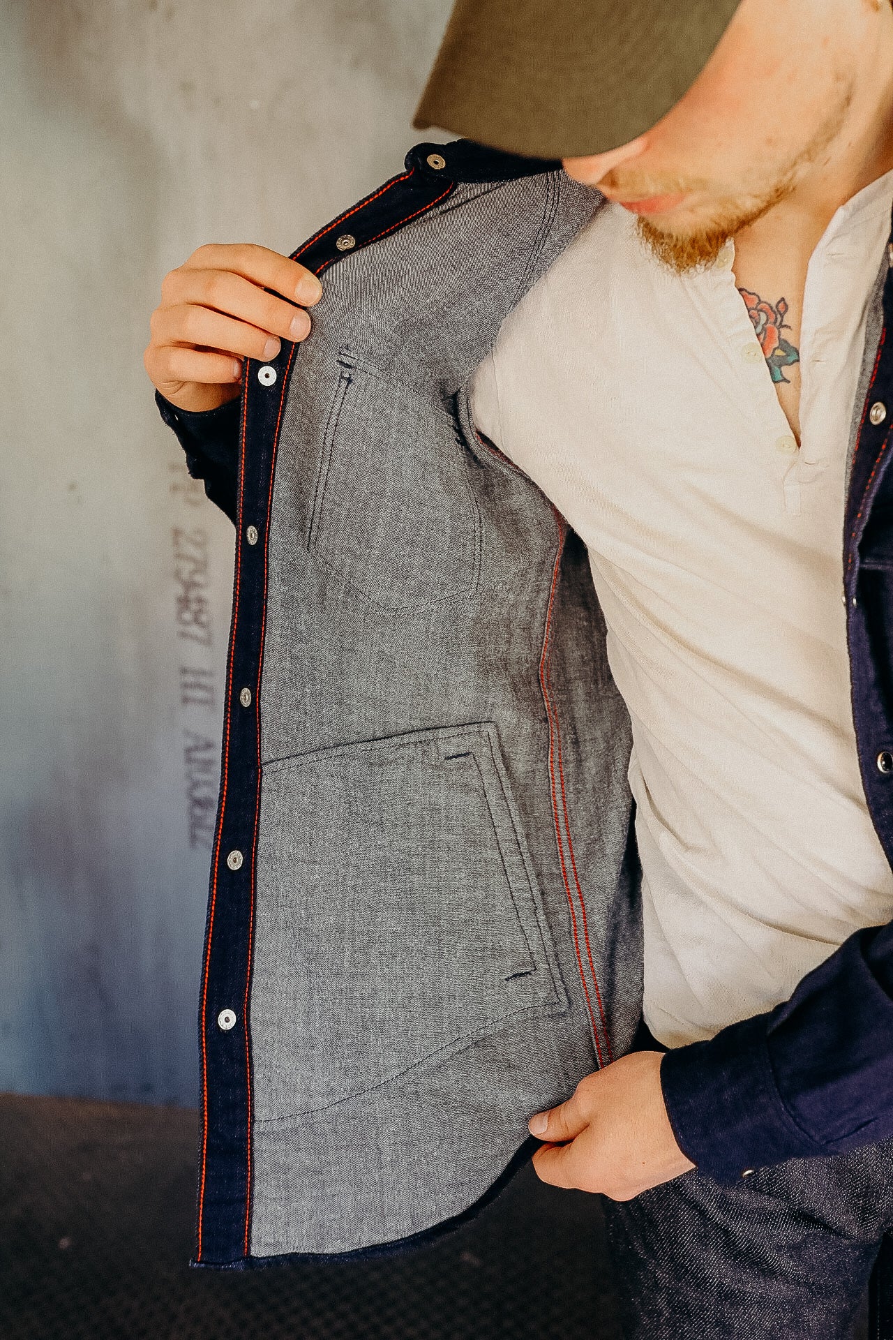 10oz Double Cloth Denim CPO Shirt - Indigo IHSH-347-IND