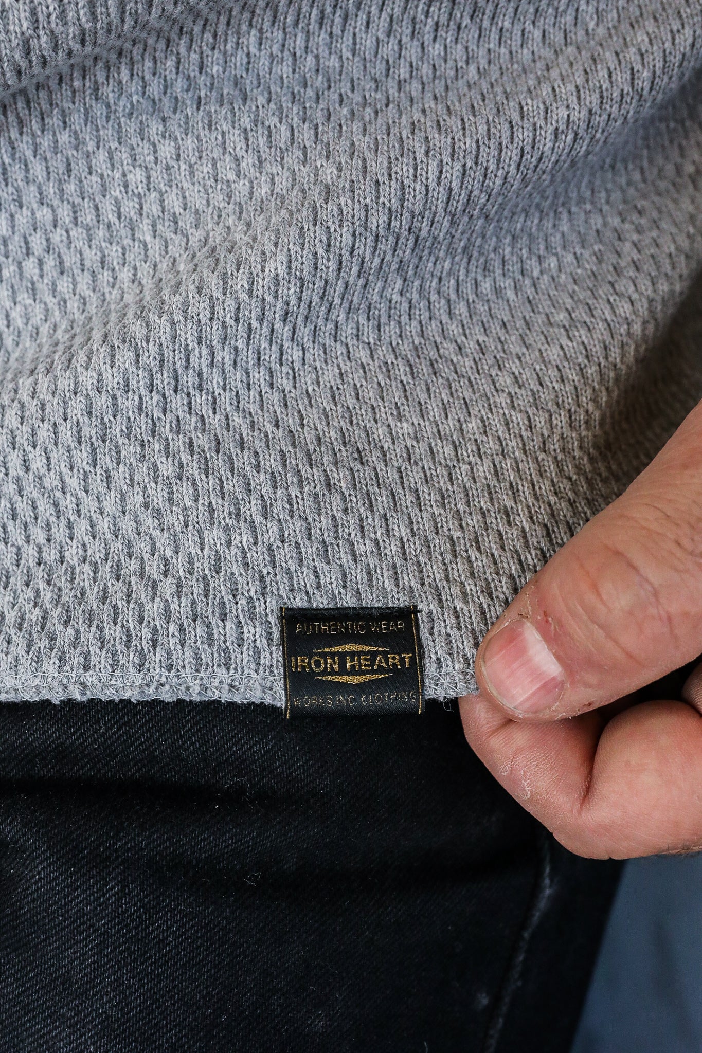 1700 Cotton Knit Crew Neck Long Sleeved Thermal Sweater - Grey
