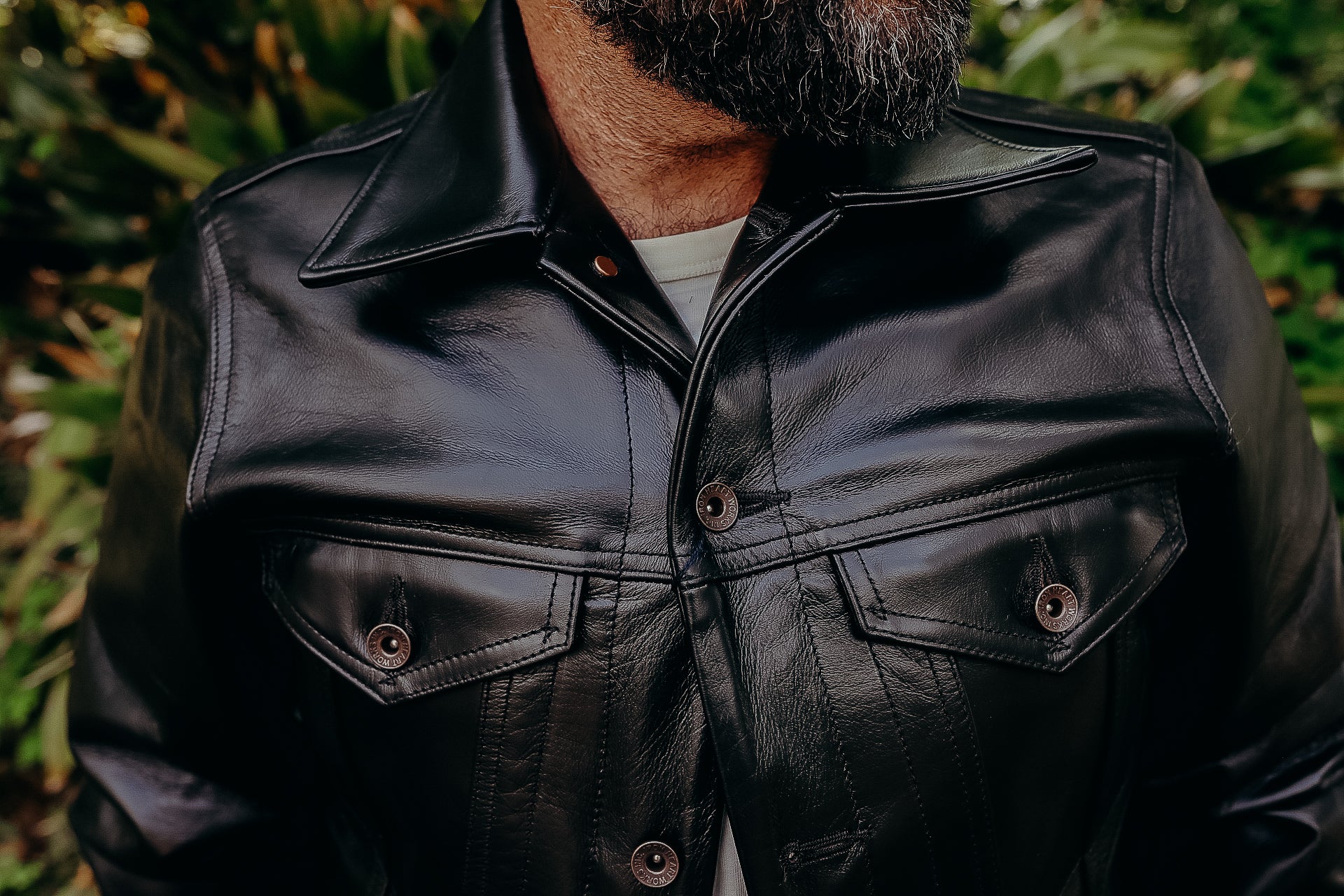 IHJ-64-BLK Iron Heart Japanese Horsehide Modified Type III Jacket - Black (Tea-Core Dyed)